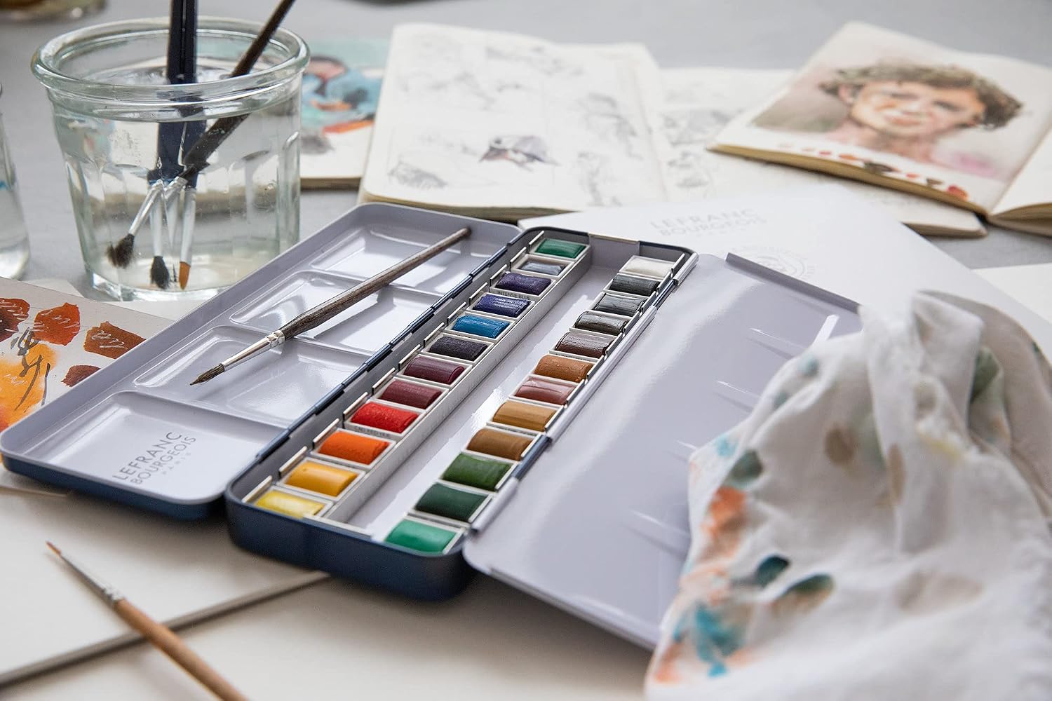 Detalle 2 de Lefranc Bourgeois Aquarelle Fine Boite Metal De 24 Demi Godets – Ensemble de 25 pièces