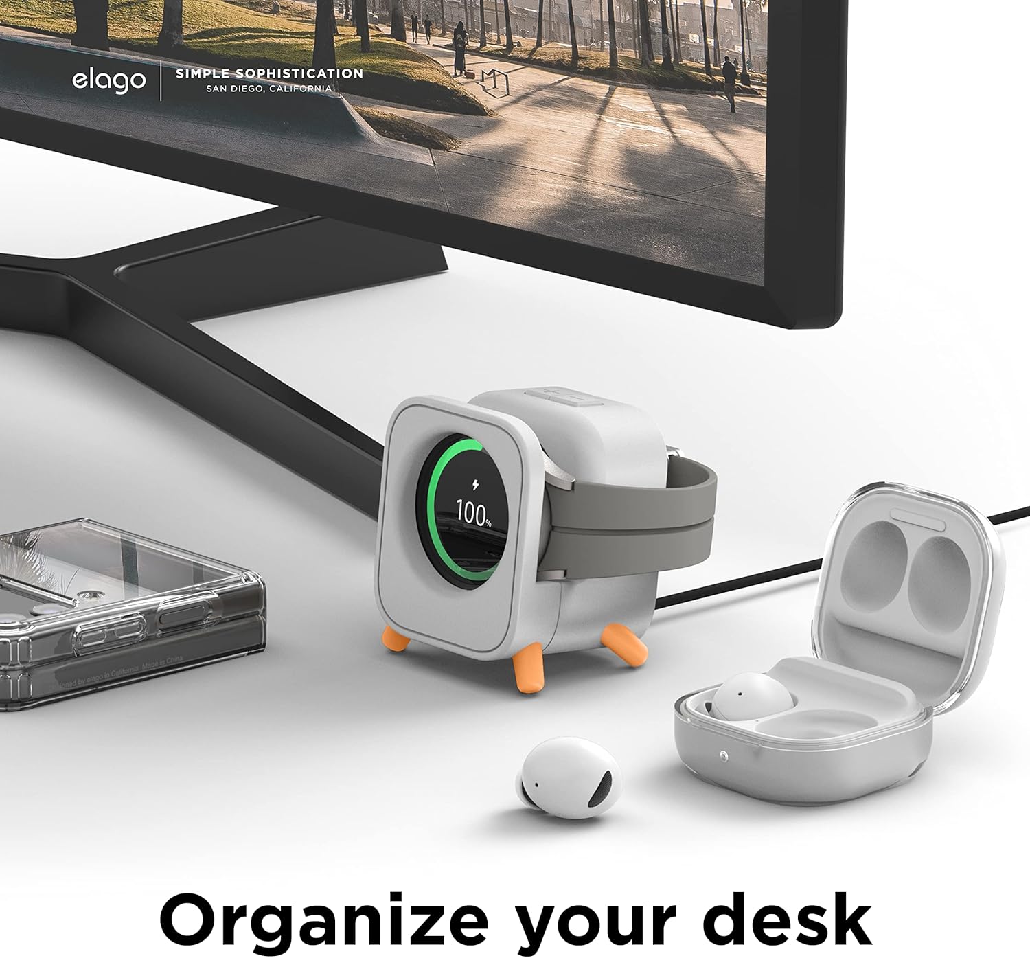 Thumbnail 4 de elago GWT5 Charger Stand for Samsung Galaxy Watch 8/7/6/5 (40–47mm) – Classic Speaker Nightstand Mode (light grey)