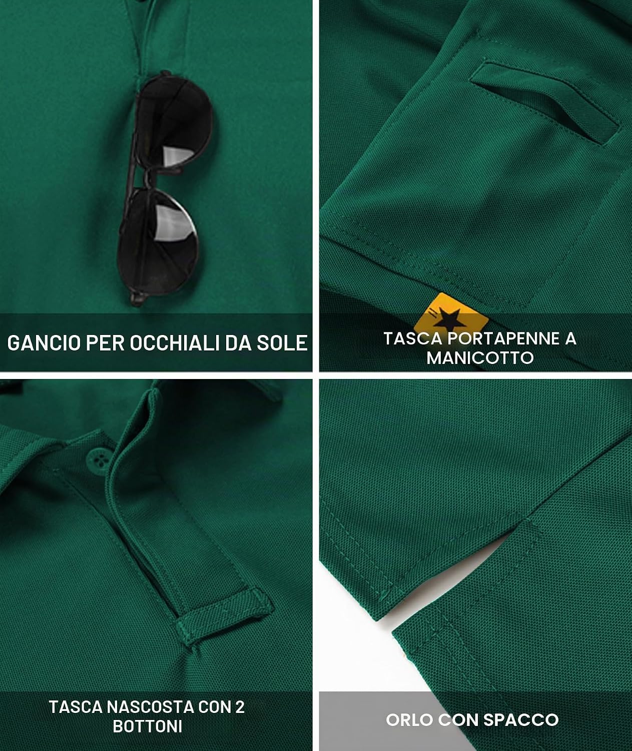 Detalle de JACKETOWN Polo Shirt Uomo Manica Corta: asciugatura rapida e comfort per sport e tempo libero