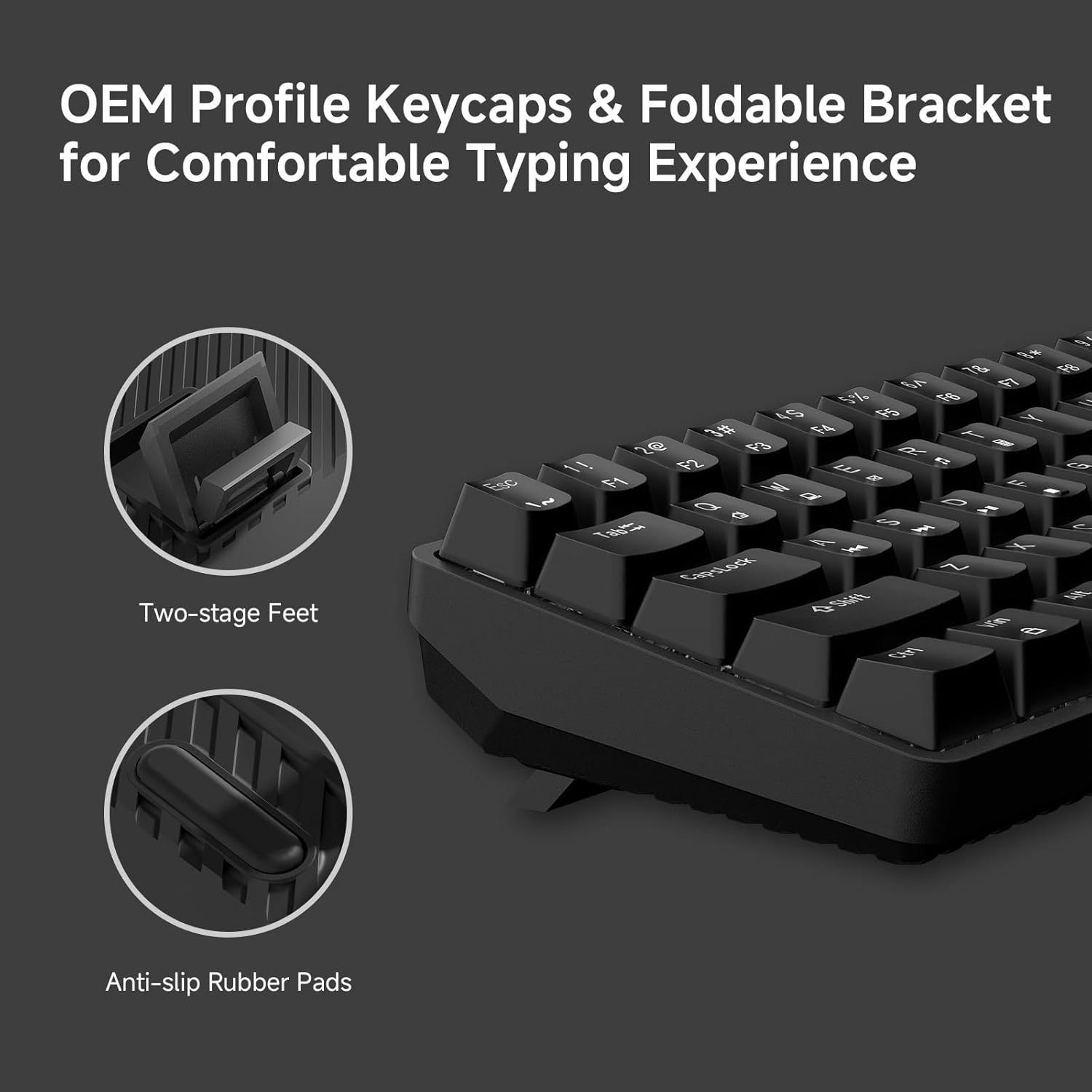 Thumbnail 4 de TMKB 60% Mechanical Gaming Keyboard (Red Linear Switch) with Detachable USB-C, LED Backlight, 61-Key Anti-Ghosting, Wired (Black)