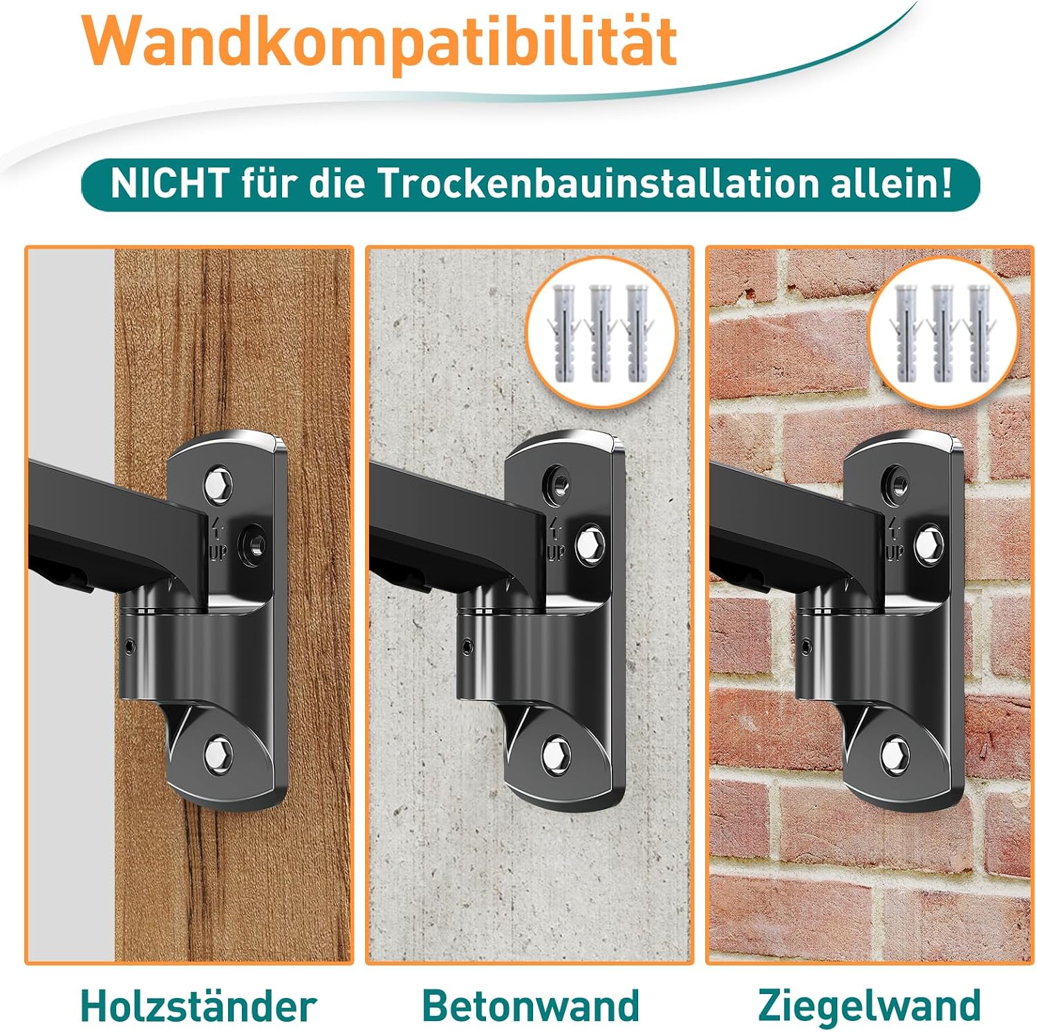 Thumbnail 6 de ELIVED Monitor-Wandhalterung EV023A für 13–32" bis 9 kg (VESA 75/100) mit 180° Schwenk-, 360° Dreh- und Höhenverstellung