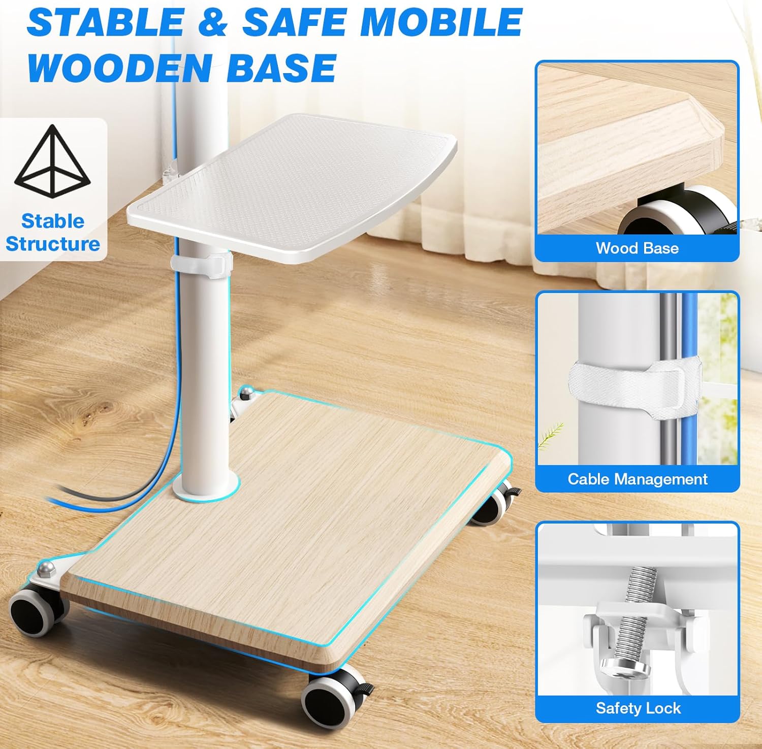 Thumbnail 2 de 5Rcom Support TV sur pied à roulettes blanc VESA 100x100 à 400x400 jusqu’à 35 kg