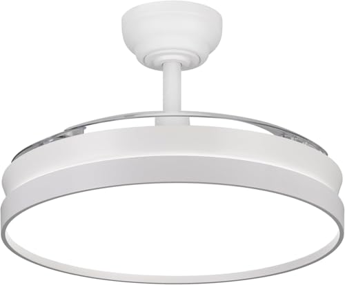 Detalle de LEDUNI Ventilador de techo blanco con Luz LED 42W (7590 lm), aspas retráctiles y motor DC 30W