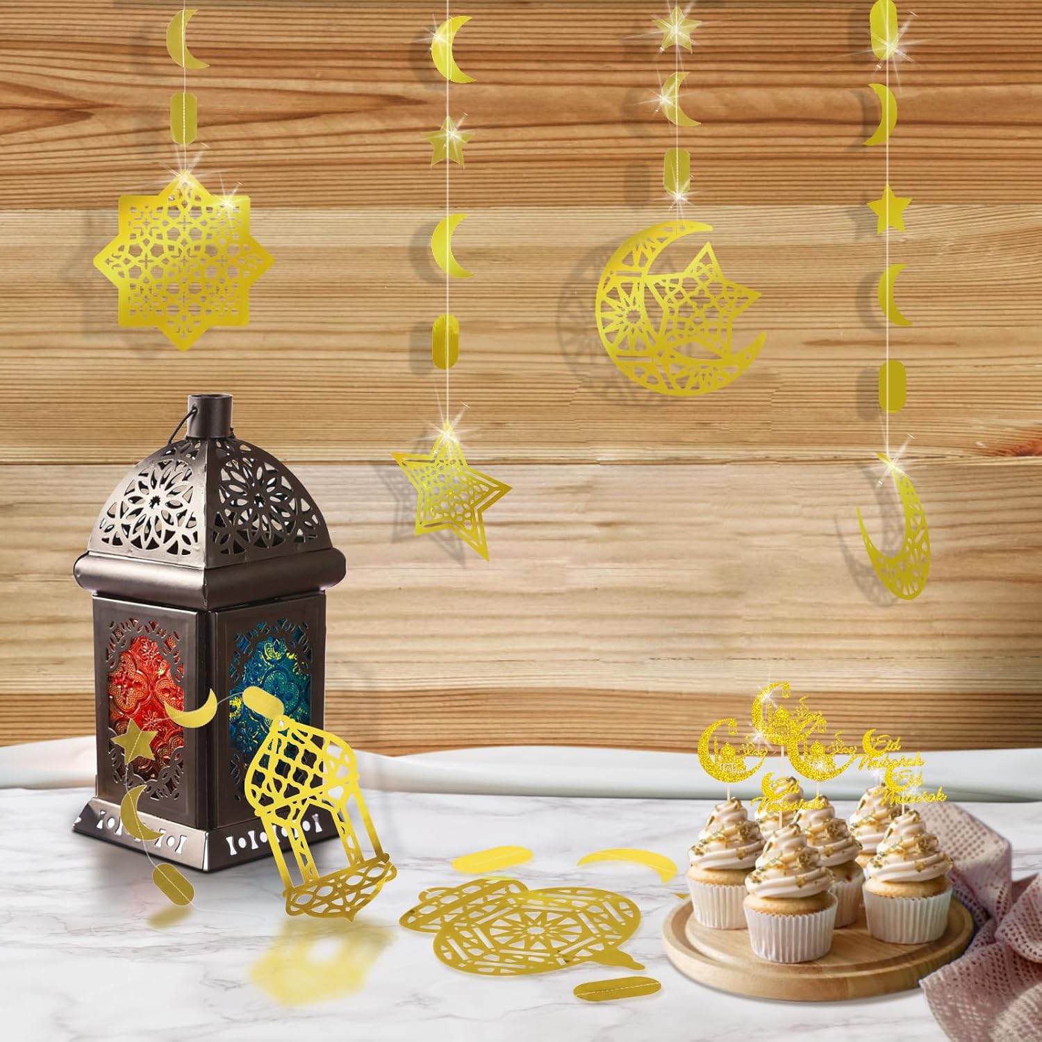 Detalle 2 de AhfuLife Ramadan Mubarak Decorations 6Pcs 🎉