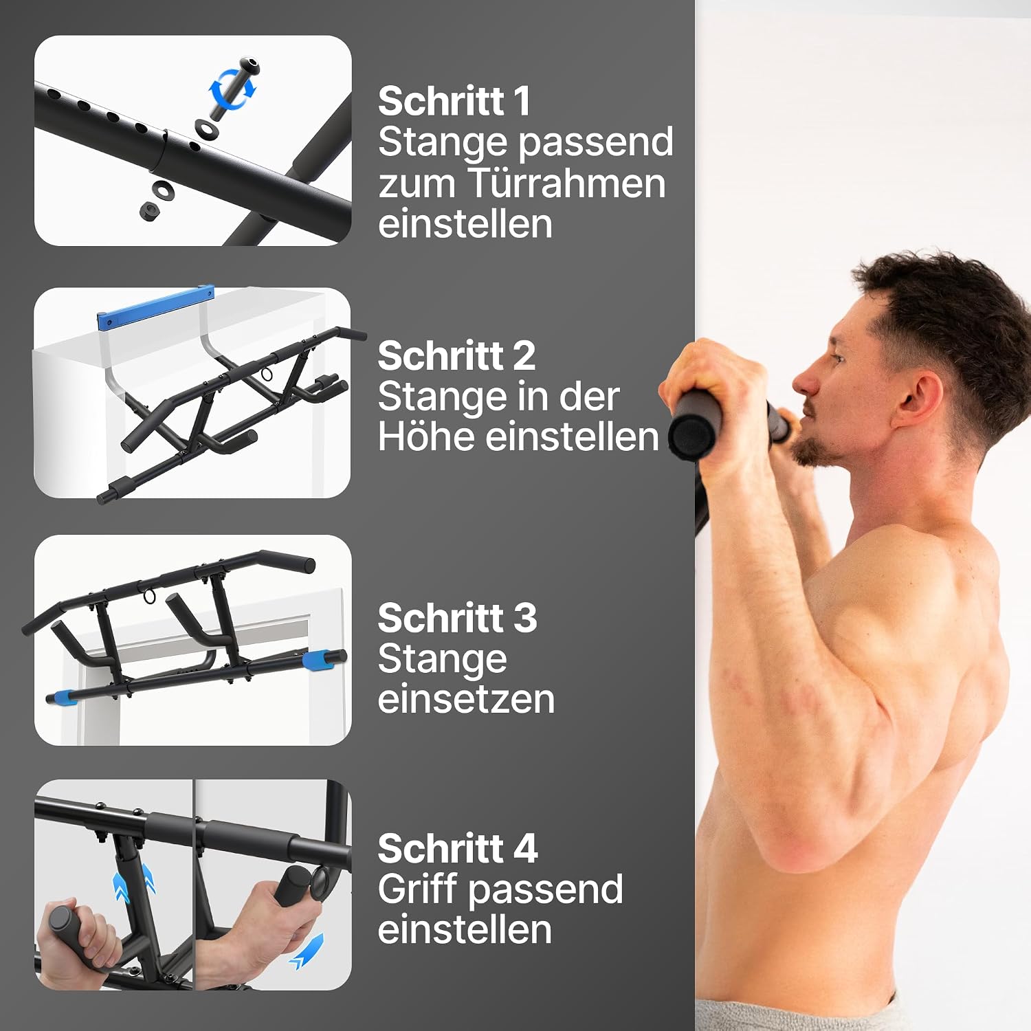 Detalle de NEOLYMP Premium Klimmzugstange Türrahmen 150 kg 💪