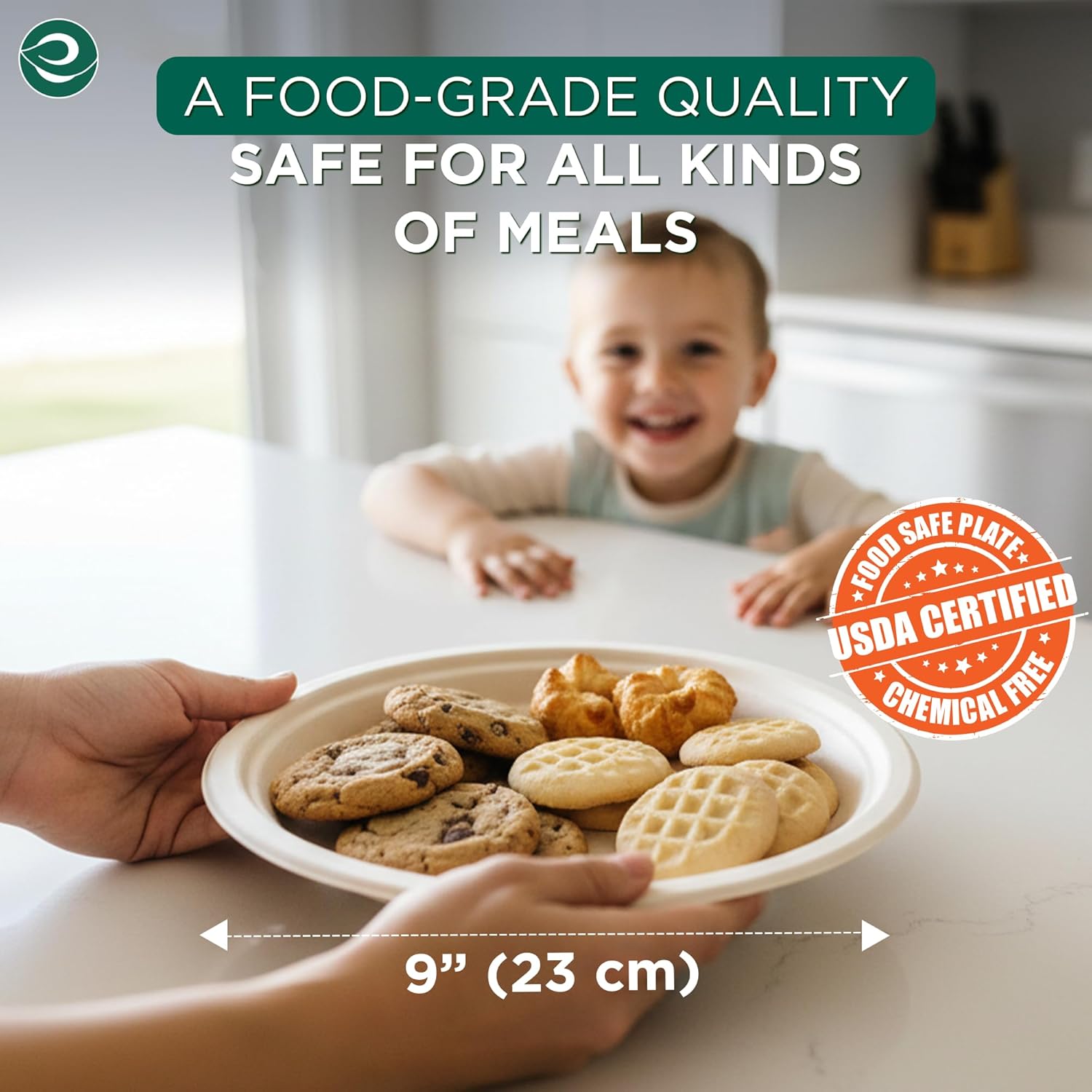 Detalle 2 de ECO SOUL ECO SOUL Paper Plates (23cm / 9") – 100-pack compostable heavy duty round plates