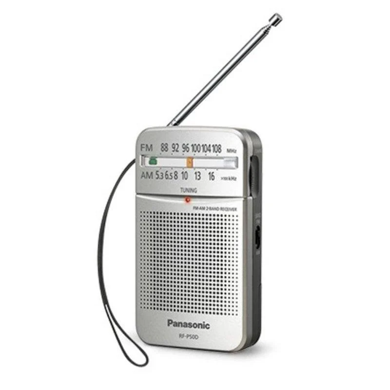 Detalle de Radio portátil Panasonic RF-P50D: AM/FM con altavoz integrado y alimentación por pilas