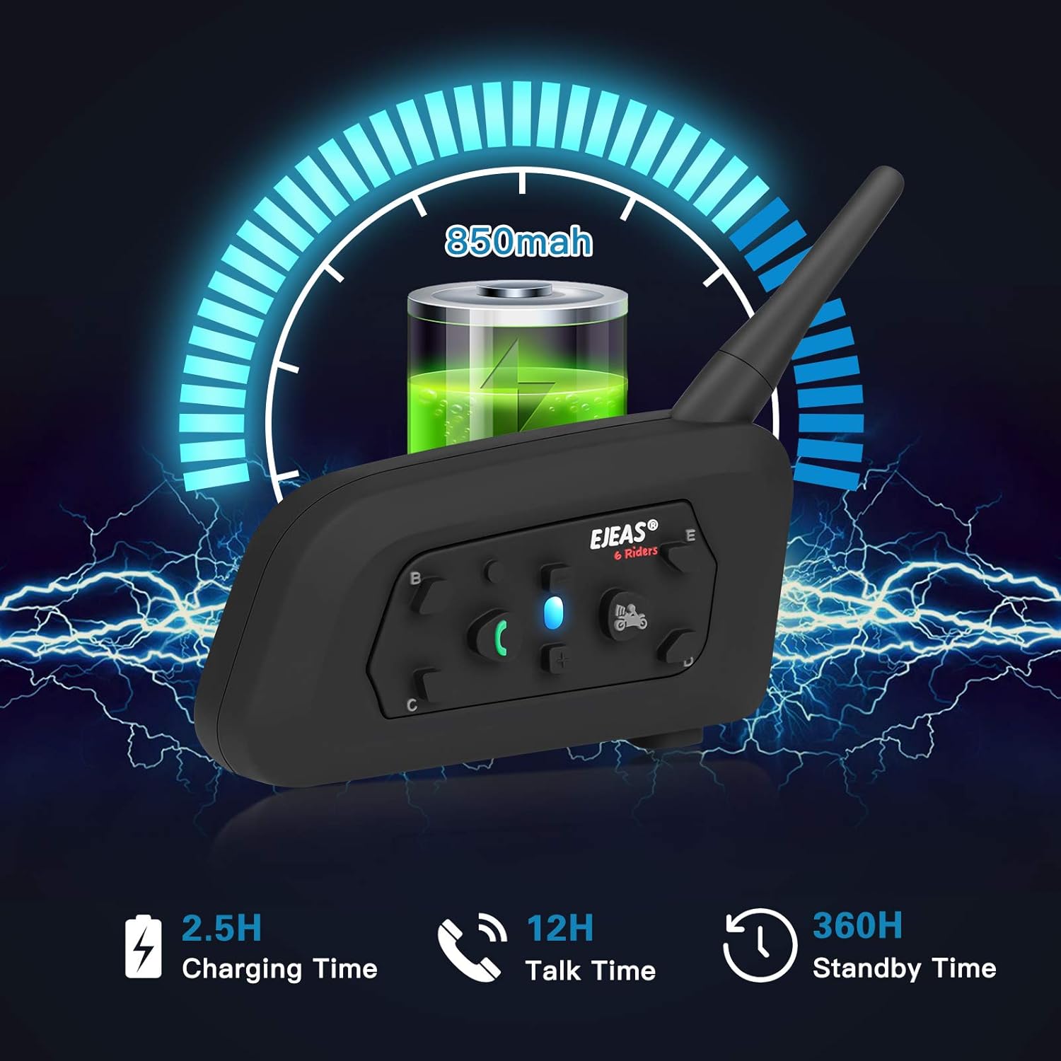 Thumbnail 4 de EJEAS V6 Pro BT Intercom casco 1200 m 6 pilotos