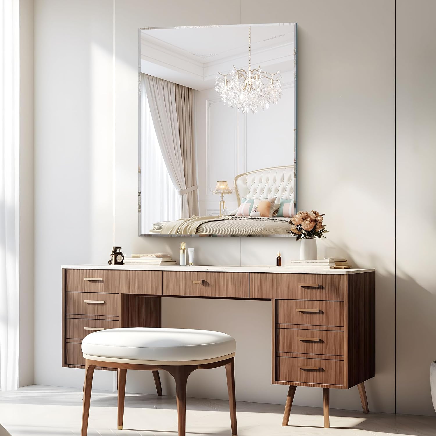 Thumbnail 6 de BONEWEI 30 x 40-Inch Frameless Wall Mirror with Bevelled Edge