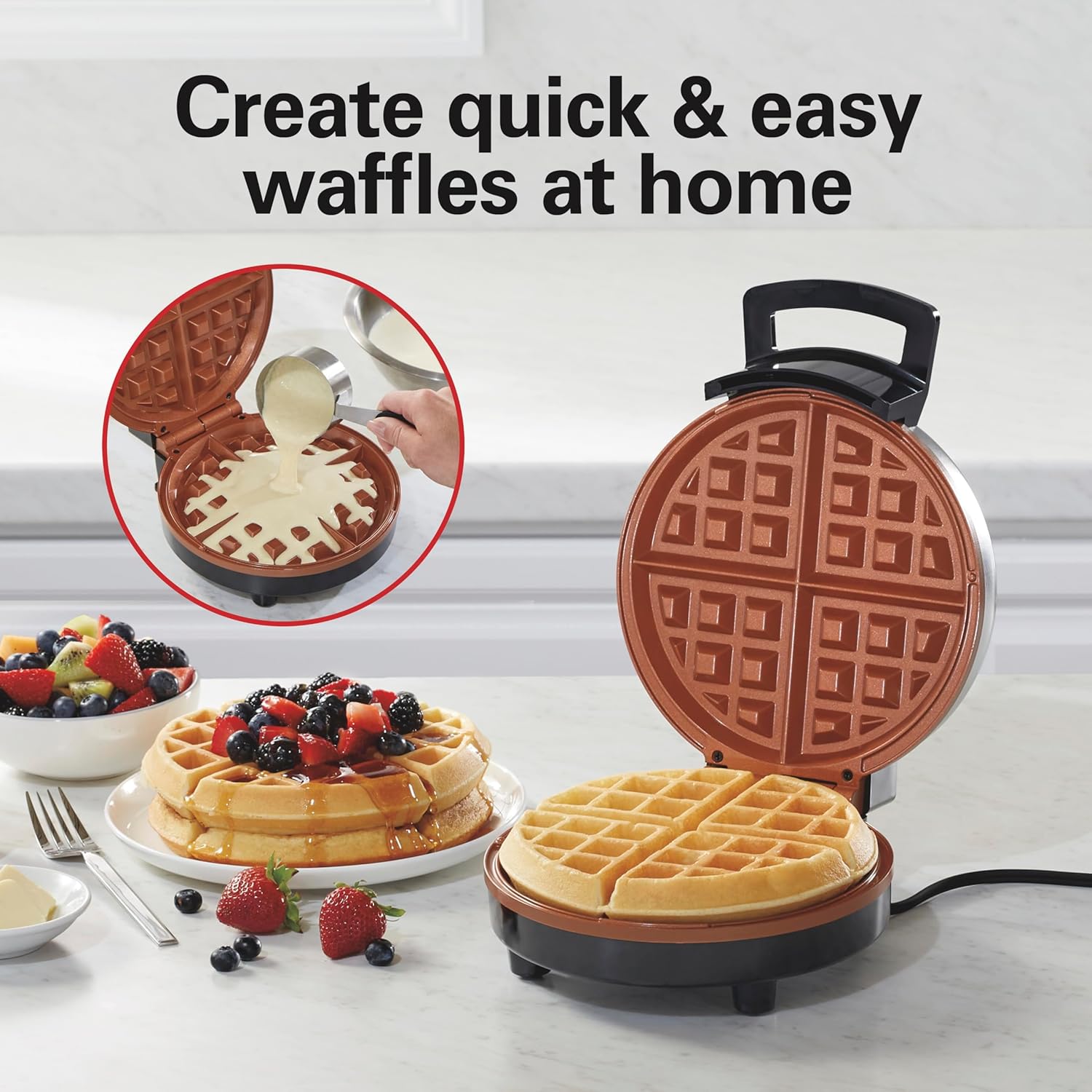 Thumbnail 2 de Hamilton Beach 26081 Belgian Waffle Maker with PFAS-Free Ceramic-Coated Grids