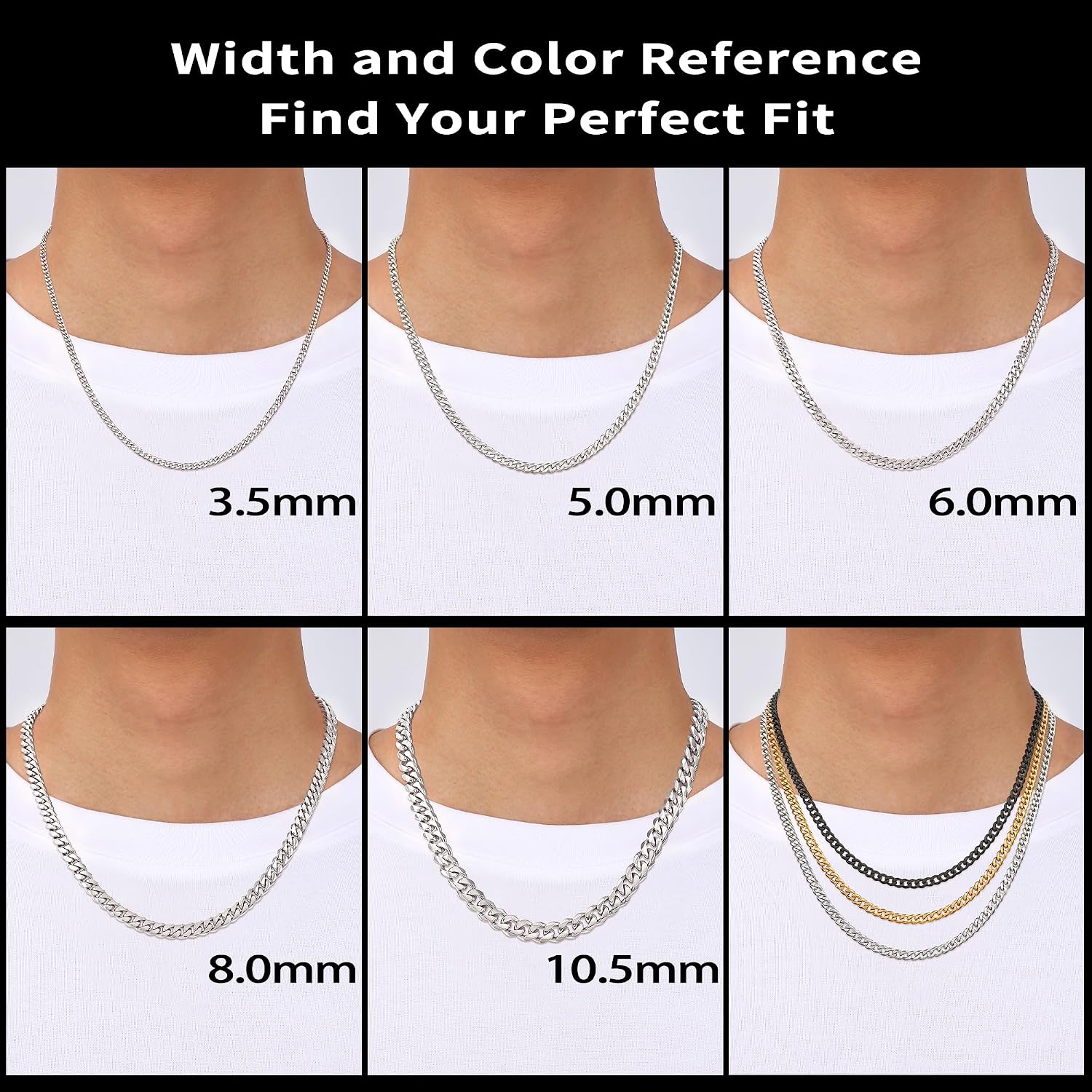 Thumbnail 5 de Fiusem Cuban Link Chain 3.5mm for Men