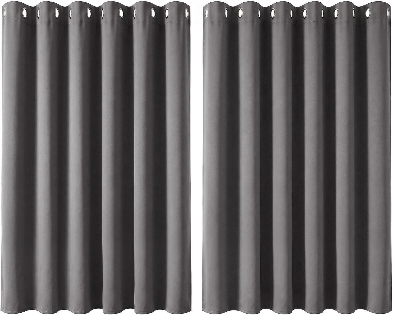 Detalle de Deconovo Thermal Insulated Extra Wide Grey Curtains 90x54 Inch Drop – 2-Piece Eyelet Blackout Set