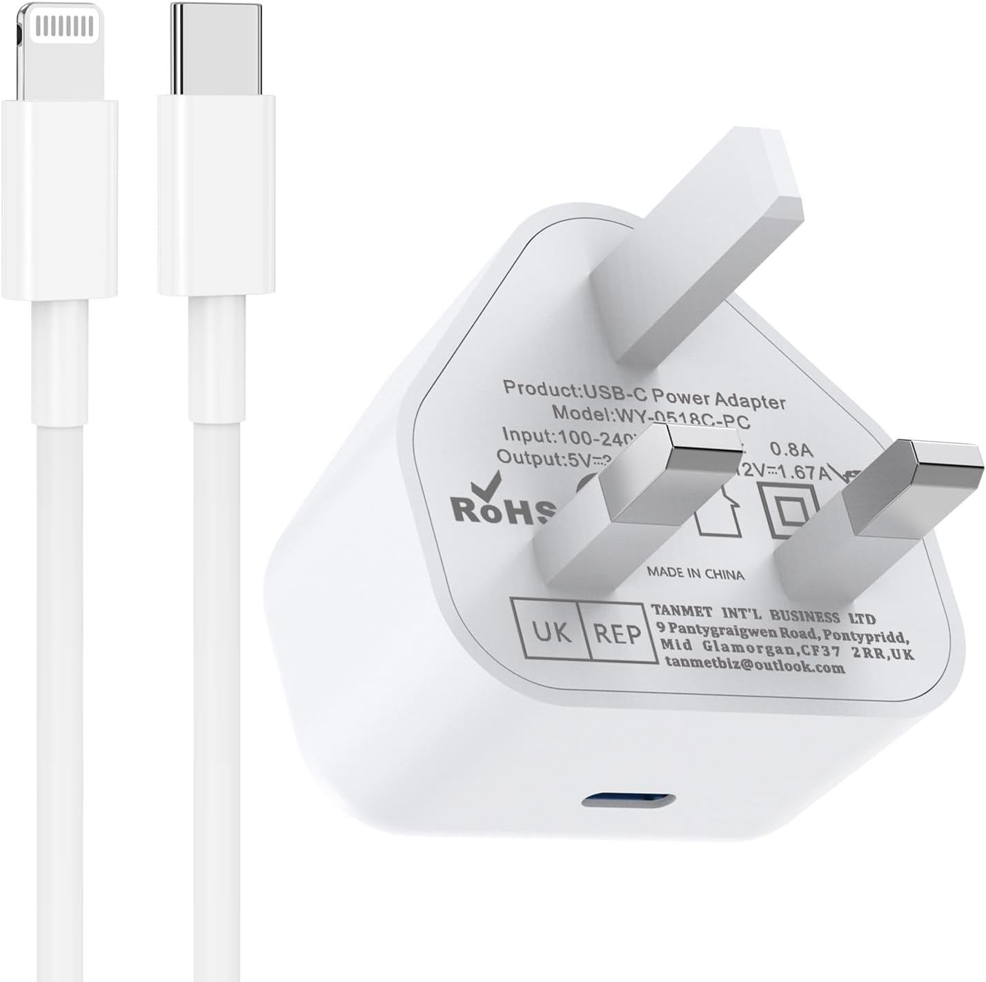 Detalle de iPhone Fast Charge Kit with 20W USB-C Power Adapter and 1m USB-C to Lightning Cable