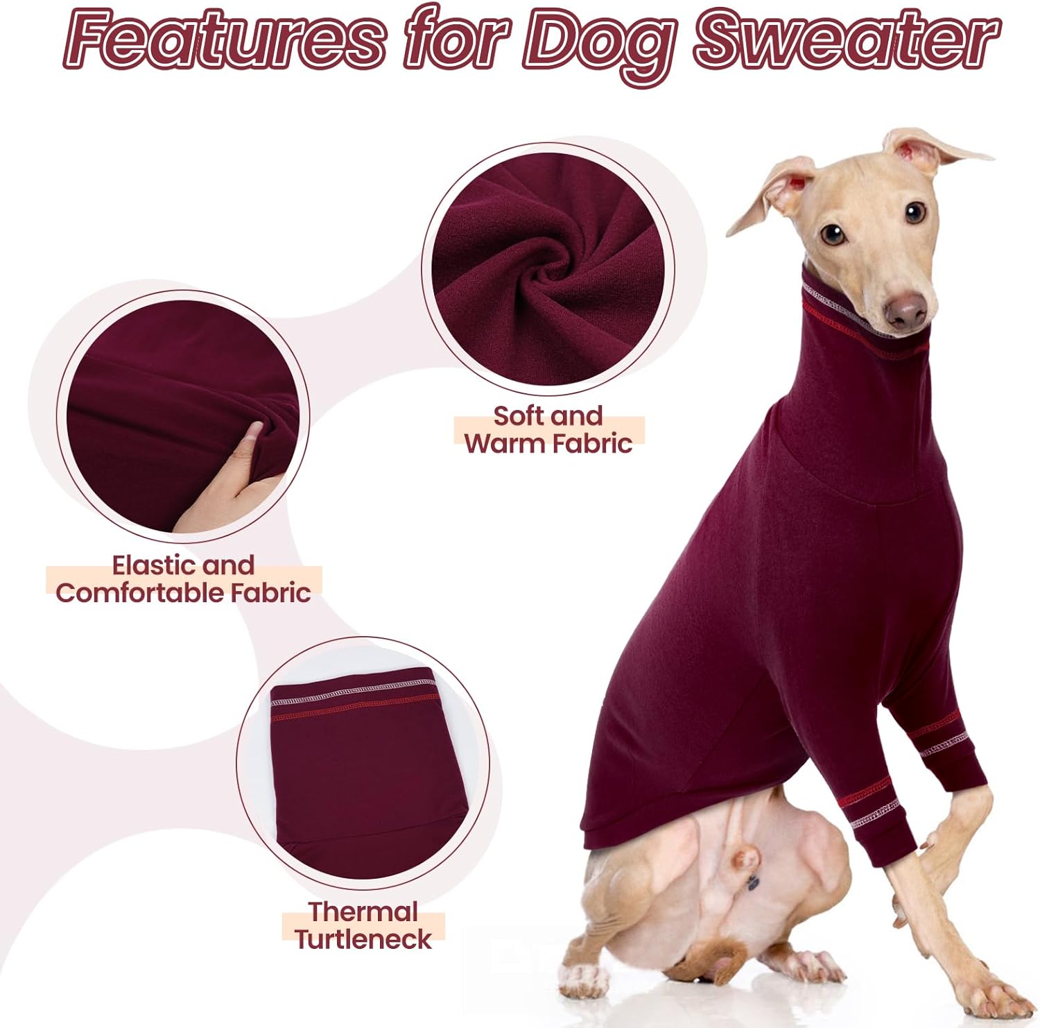 Thumbnail 3 de OUOBOB Greyhound dog sweater – Italian Greyhound/Whippet stretchy turtleneck coat