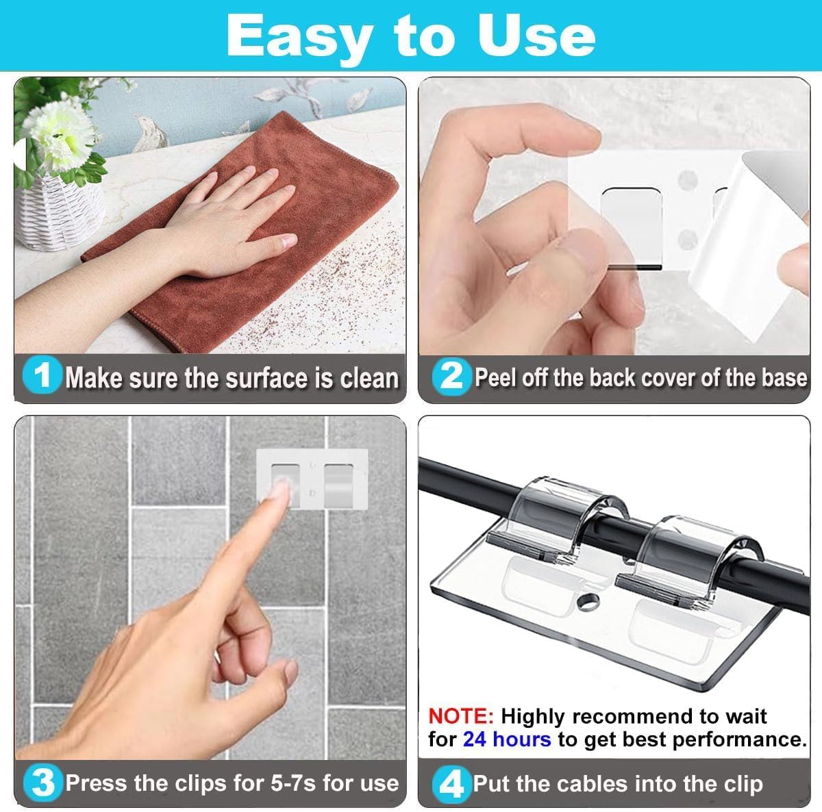 Detalle 2 de Fenxyo adhesive cable clips, 18-piece