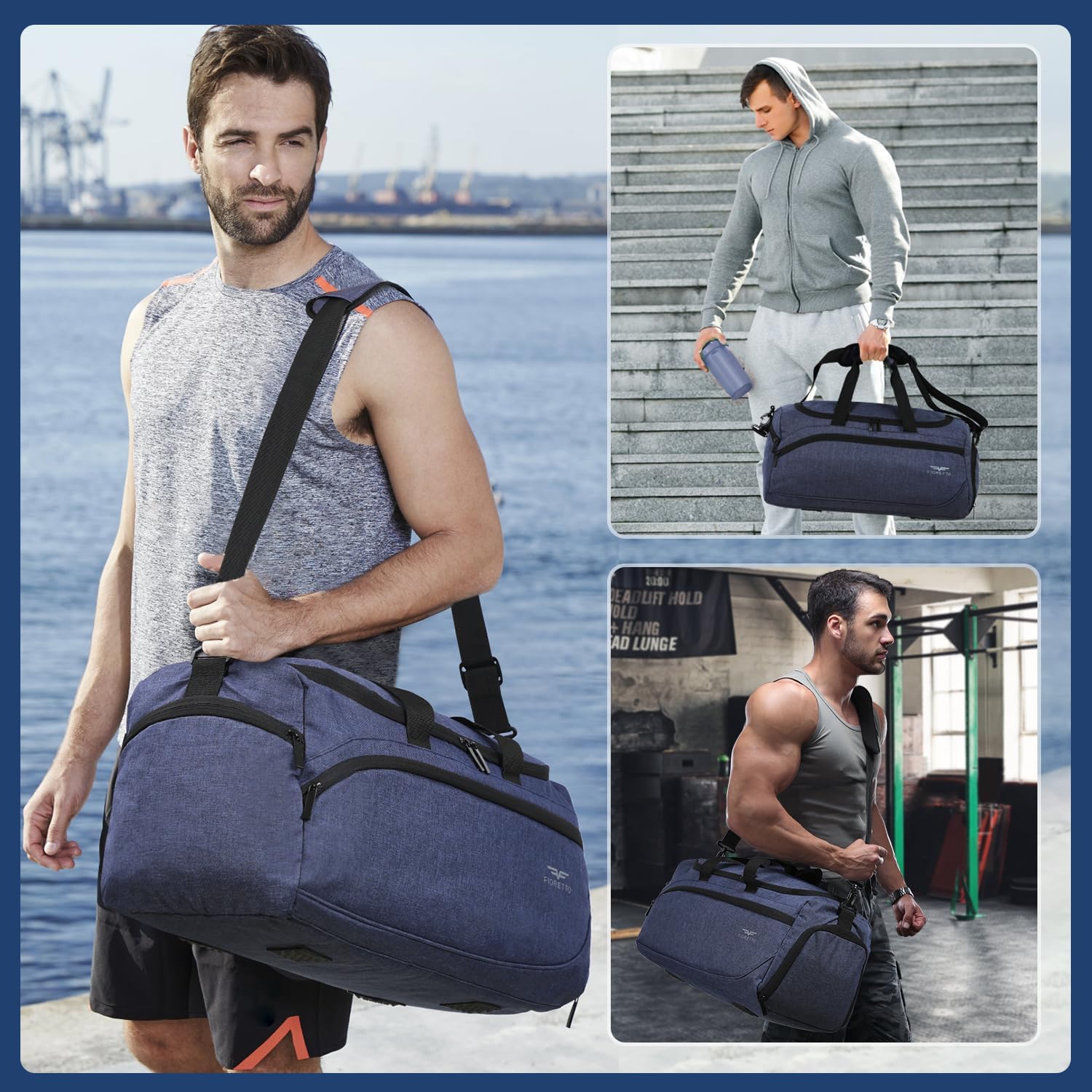Detalle 2 de FIORETTO 35L Sporttasche mit Schuhfach, Nassfach und wasserdichtem Aufbau – robust, vielseitig und ideal für Training, Travel und Freizeit