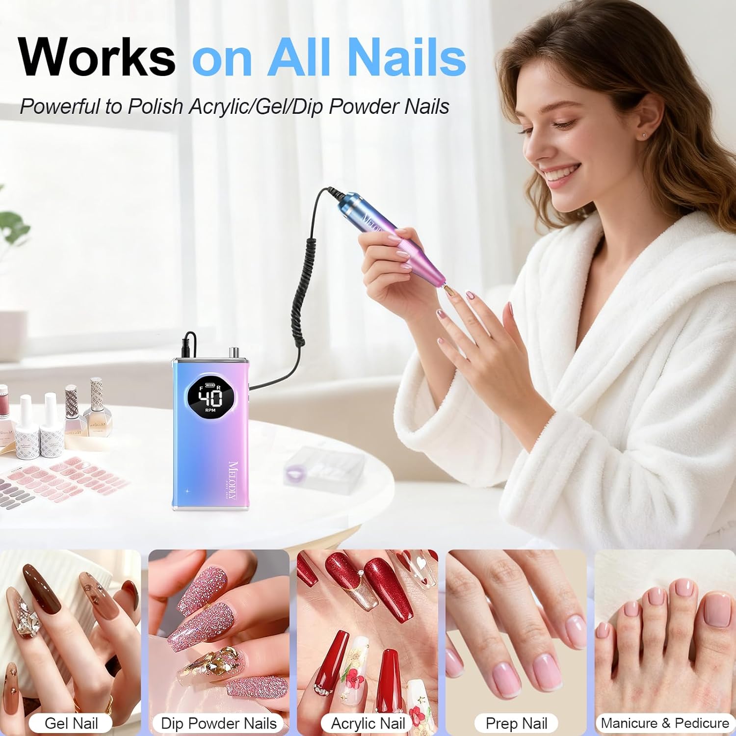 Thumbnail 4 de Melodly Electric Nail Drill 40000 RPM 💅