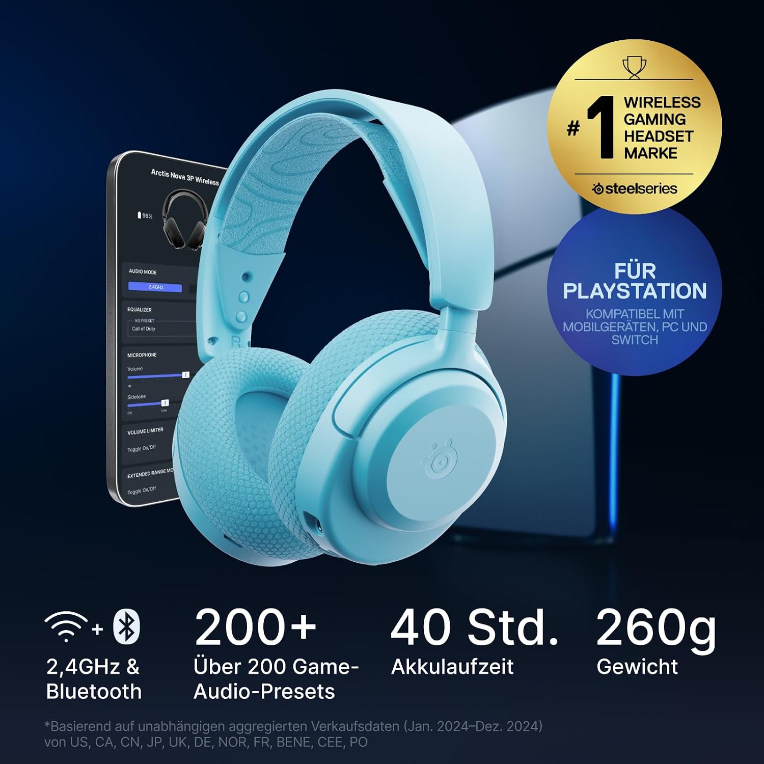 Detalle 2 de SteelSeries Arctis Nova 3P Wireless Headset 40 Std.