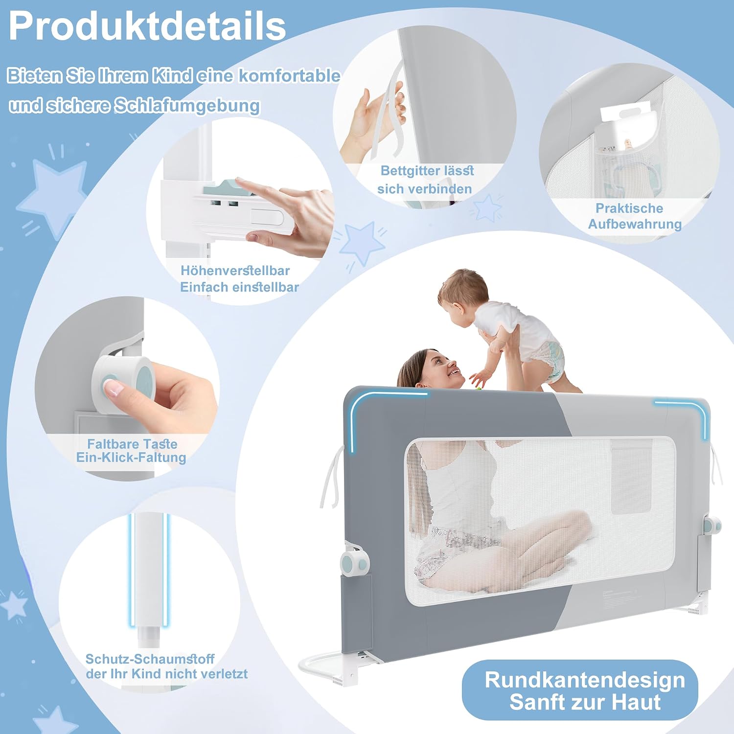 Detalle 1 de YRHome 180 cm Bettgitter Rausfallschutz
