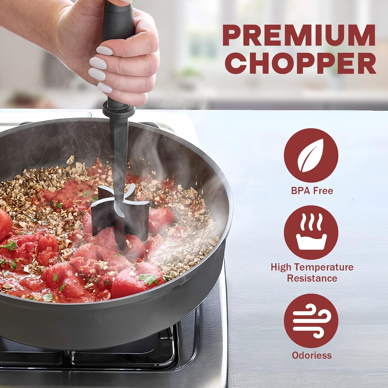 Thumbnail 4 de Meat Chopper & Hamburger Grinder Premium Heat-Resistant Nylon Smasher (Black)