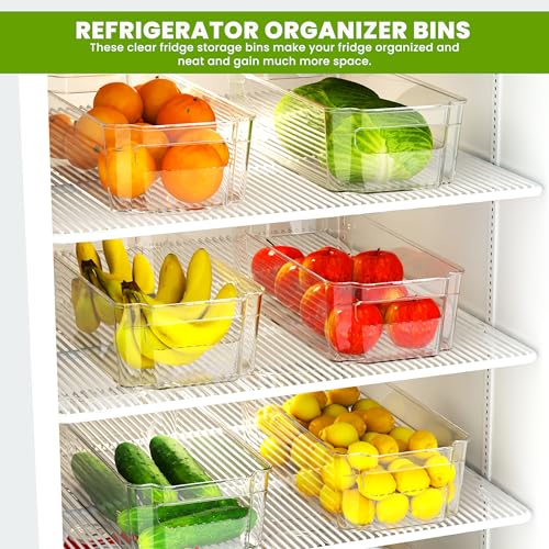Detalle 2 de KICHLY Stackable Fridge Organisers – 8 Clear BPA-Free Storage Boxes with Handles