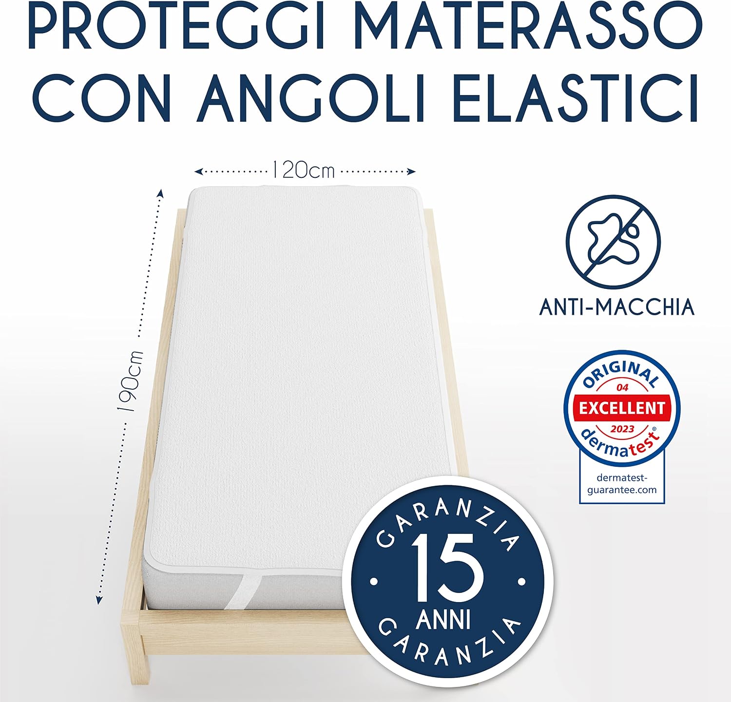 Detalle 2 de Dreamzie Coprimaterasso 120x190 cm impermeabile e traspirante con 4 angoli elastici (OEKO-TEX)