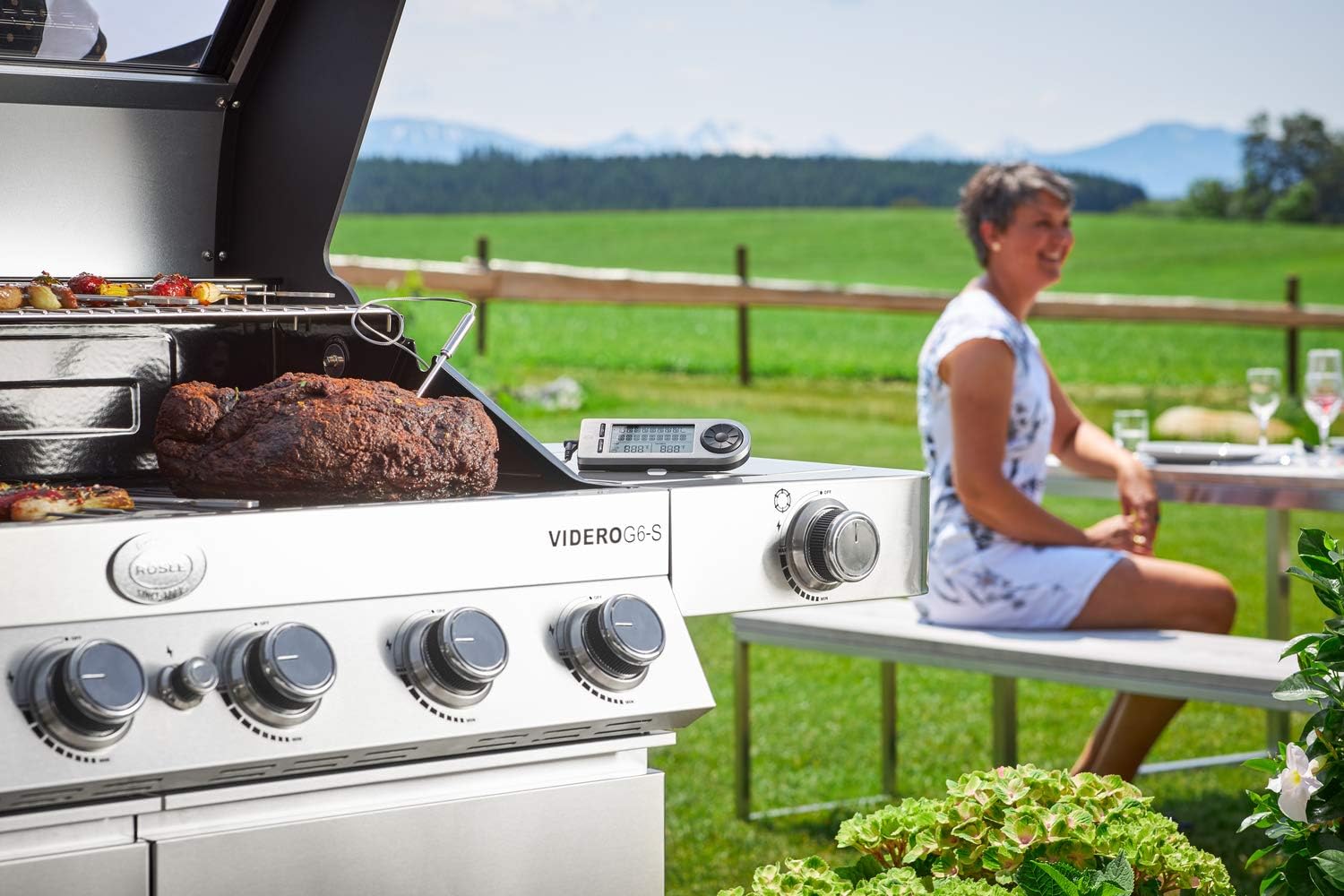 Detalle de RÖSLE Barbecue-Kerntemperaturmesser – hochwertiges Grillthermometer mit Magnethalterung