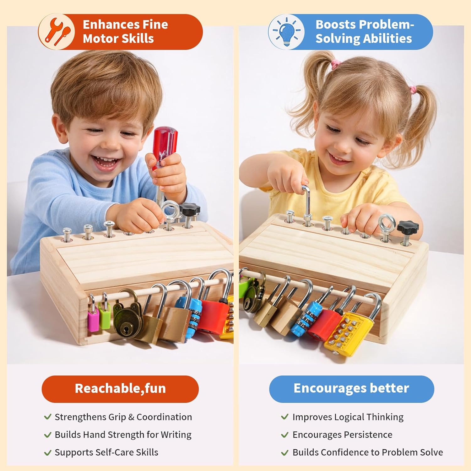 Thumbnail 5 de INIFEIDALA Montessori screwdriver board lock and key set for 3+ year olds