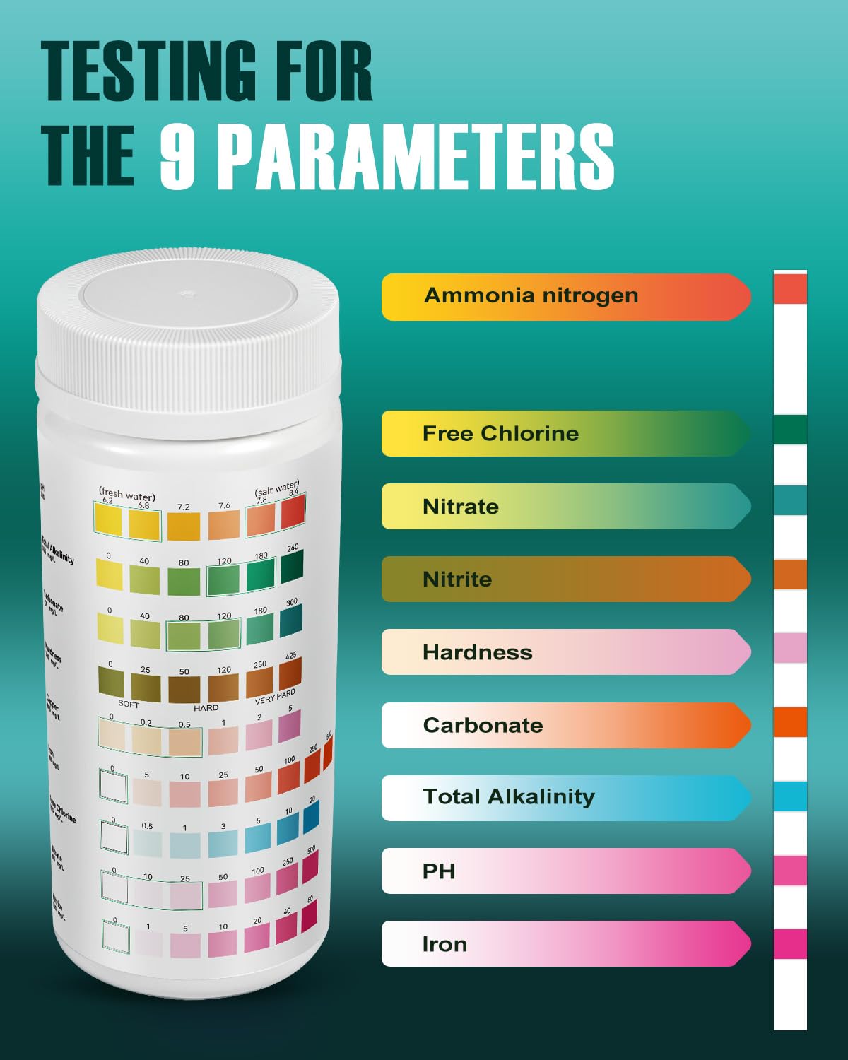 Thumbnail 3 de Aquarium Test Strips - 9-in-1 Aquarium Water Test Kit (100 Strips) for Freshwater & Saltwater