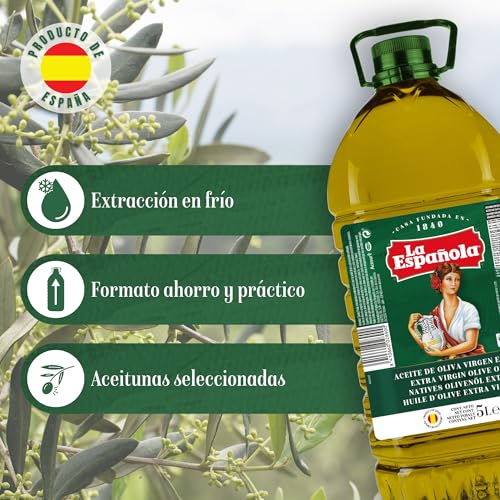 Detalle de La Española Aceite de Oliva Virgen Extra Selección Mediterránea 5L | AOVE equilibrado para cocinar y en crudo