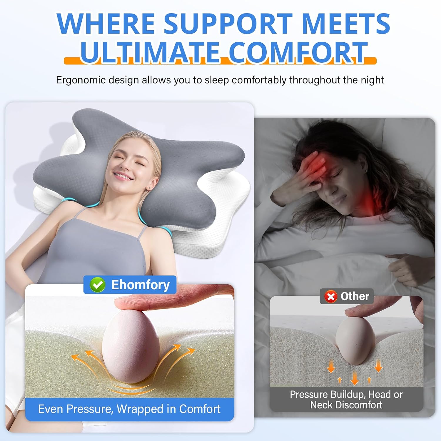 Thumbnail 5 de Ehomfory Memory Foam Pillow 12 cm