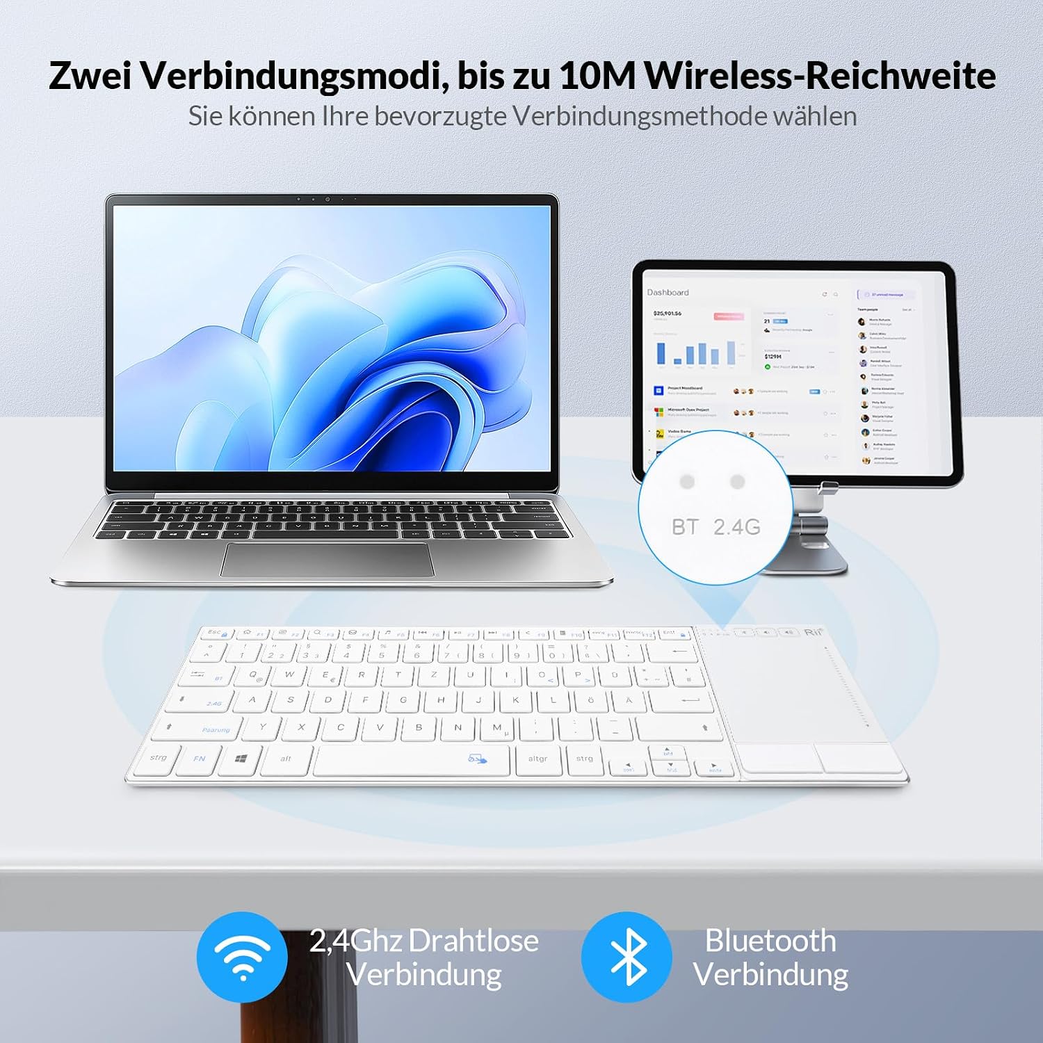 Detalle 2 de Rii Kabellose Tastatur 385 g ⌨