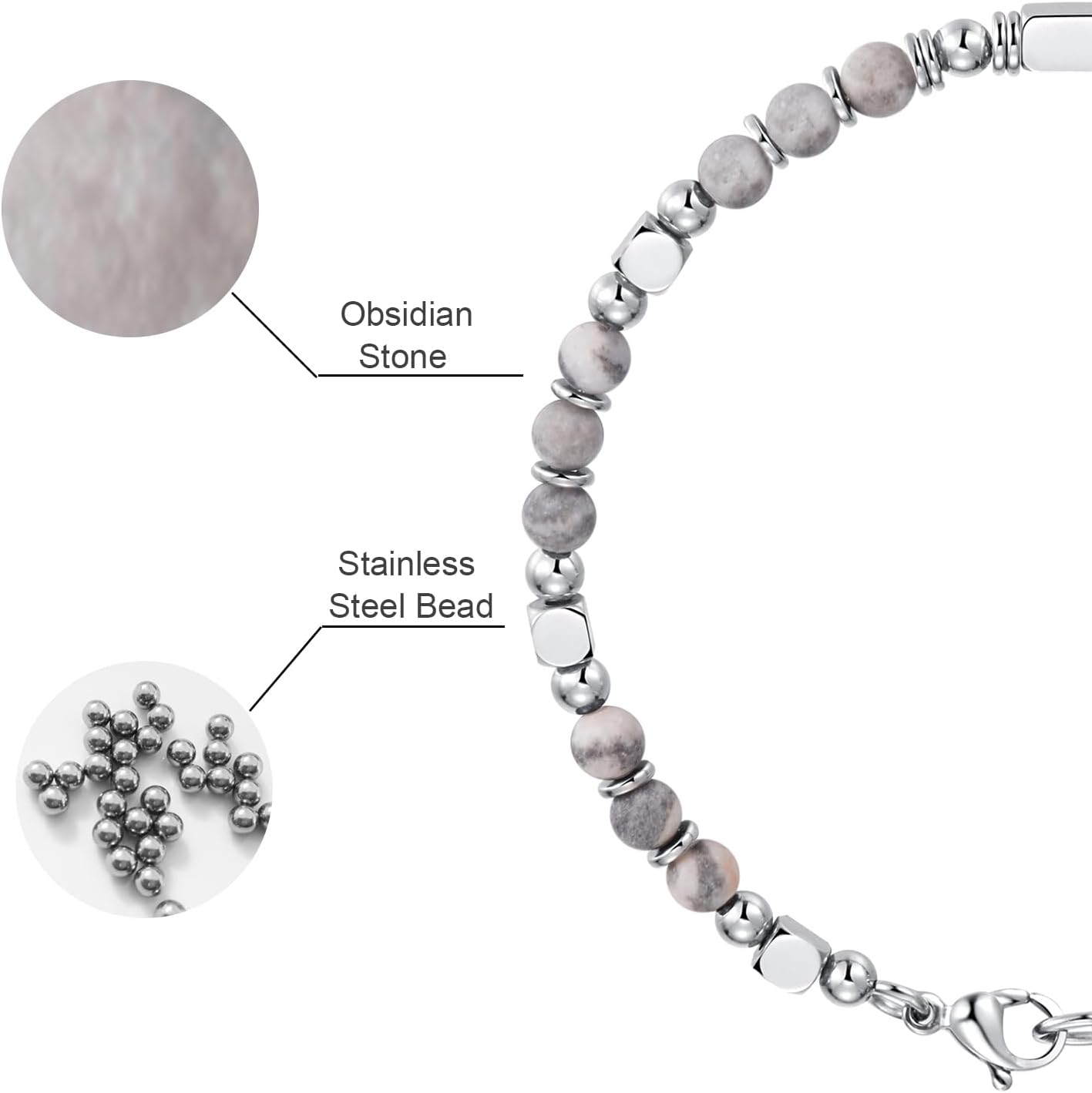 Thumbnail 4 de SIUMAL Bracciale Donna Bohémien con Pietra Naturale e Acciaio Inossidabile
