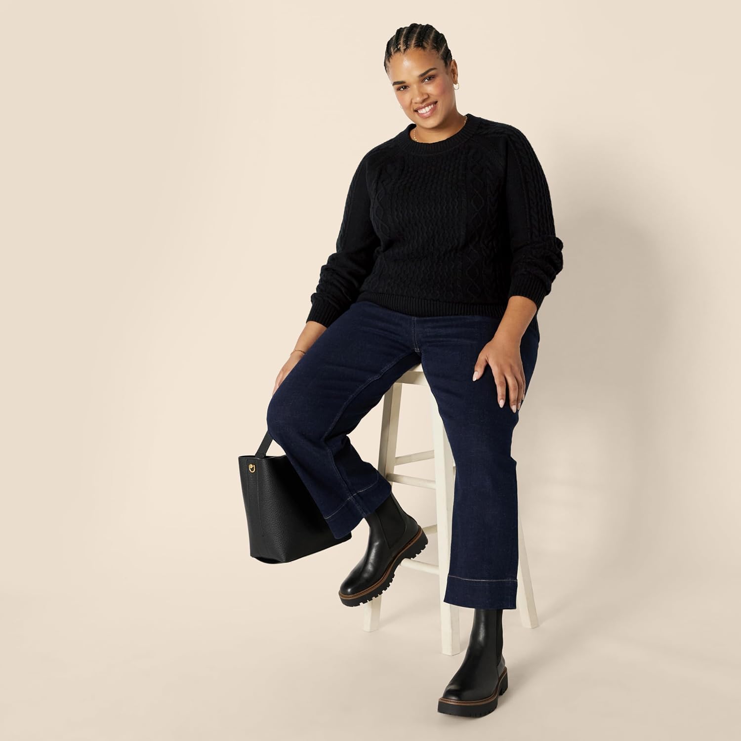 Thumbnail 6 de Damen Pullover mit Zopfmuster von Amazon Essentials – runder Halsausschnitt für kühles Wetter