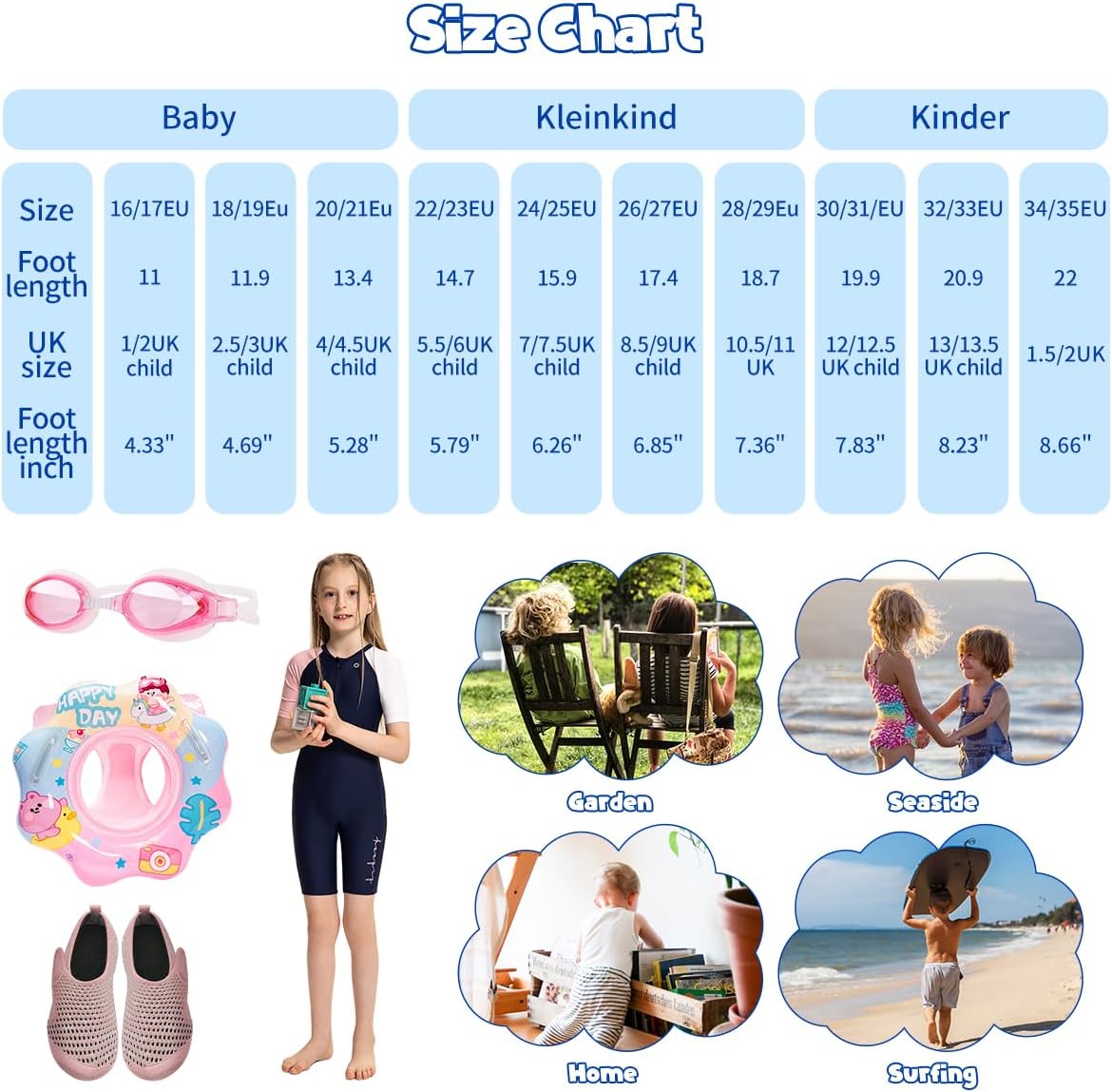 Detalle 2 de WateLves Kinder Badeschuhe & Wasserschuhe (Pull-on) mit rutschfester Sohle