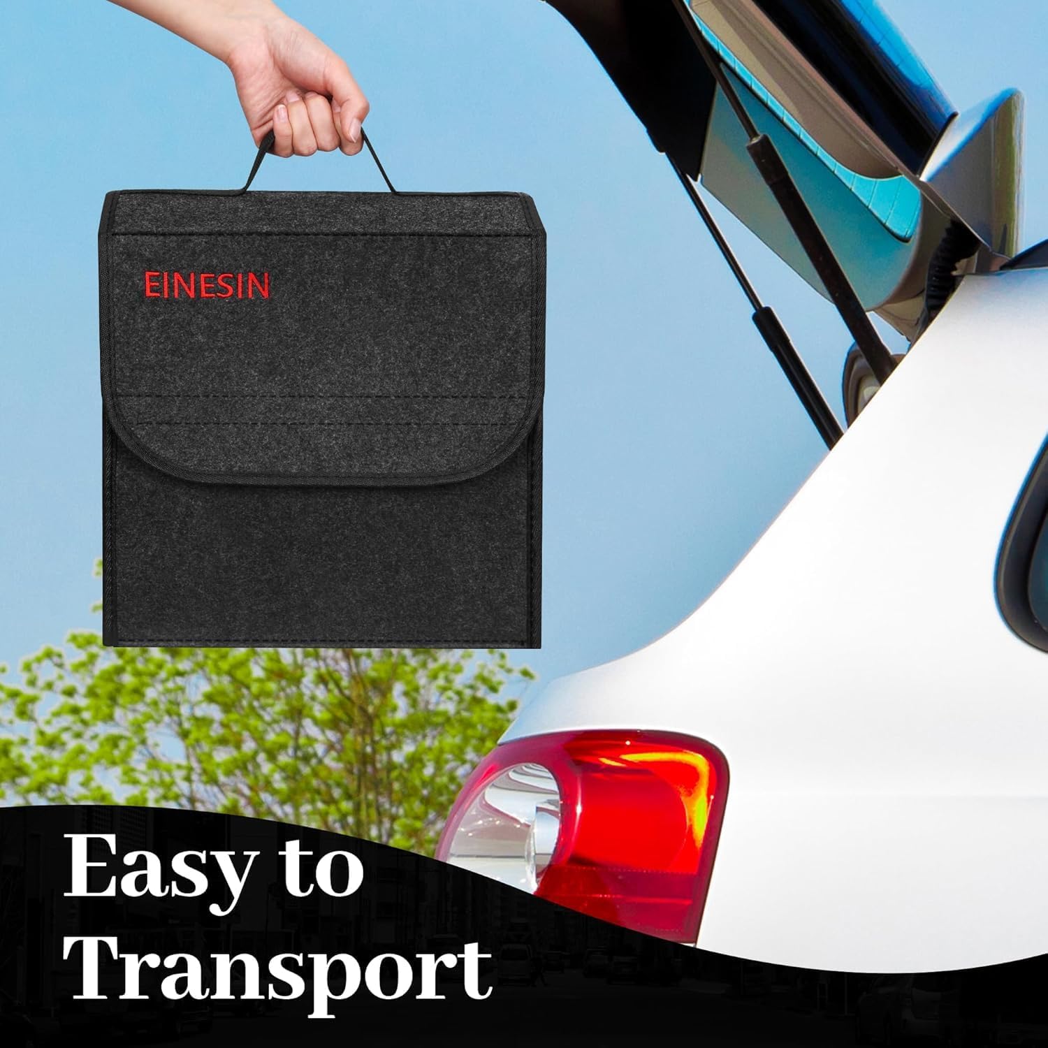 Thumbnail 4 de Einesin Car Boot Organiser Bag Anti Slip Foldable – 2-Pack (40x17x25cm) Dark Grey