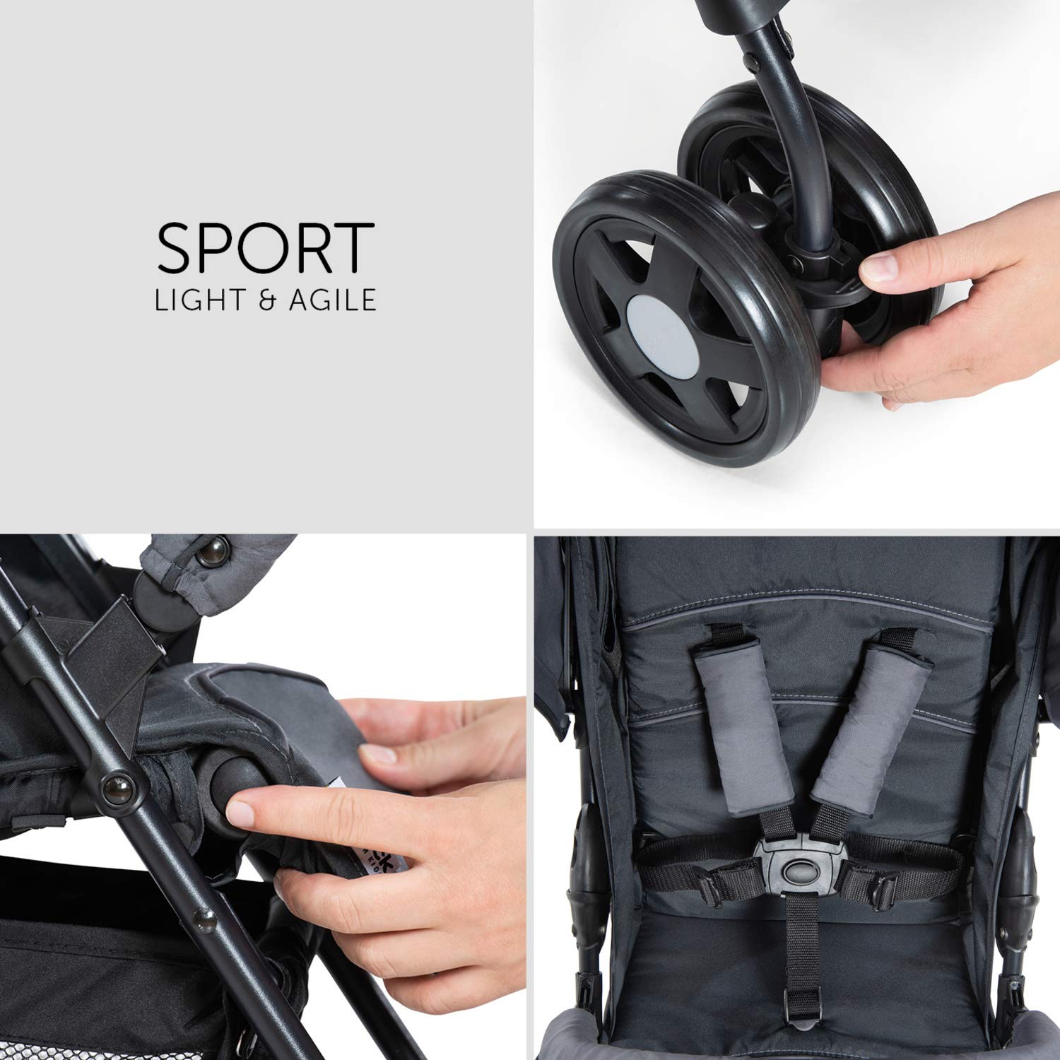Thumbnail 5 de hauck Buggy Sport, Charcoal Stone – Leichter Reisebuggy mit Liegefunktion und großzügigem Stauraum