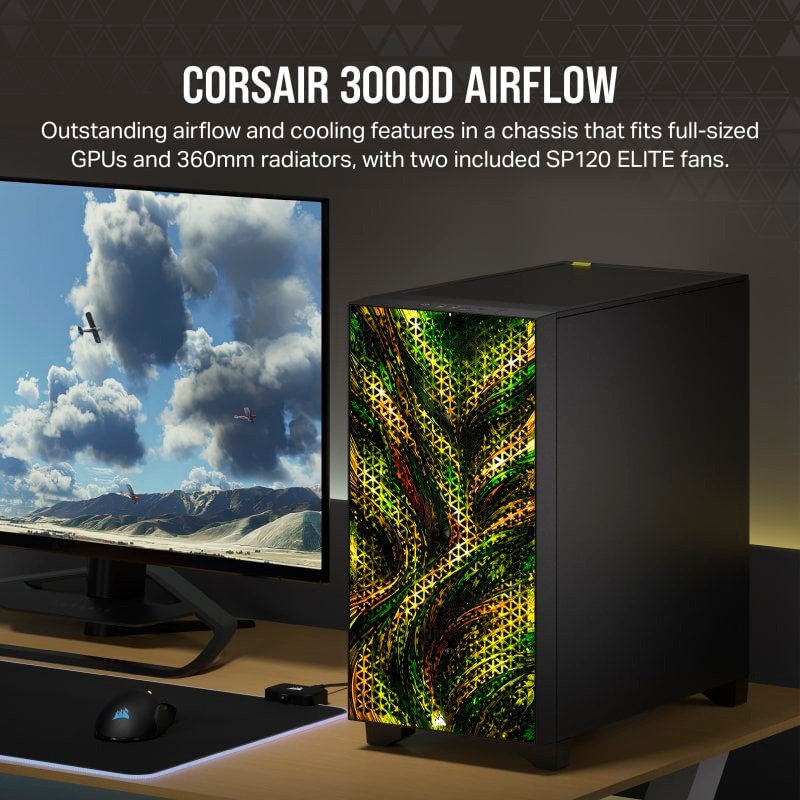 Detalle de Corsair 3000D AIRFLOW Cristal Templado USB 3.0 Negra Forest Edition – revisión de compra