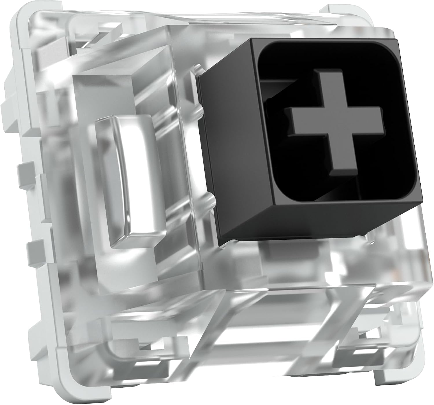 Detalle de Glorious Gaming 120x Kailh Box-Schalter (Schwarz) – lineare Betätigung, 45 g Auslösegewicht, wasser- & staubdicht, 3-Pin, SMD-LED-kompatibel, Box-Stem-Design