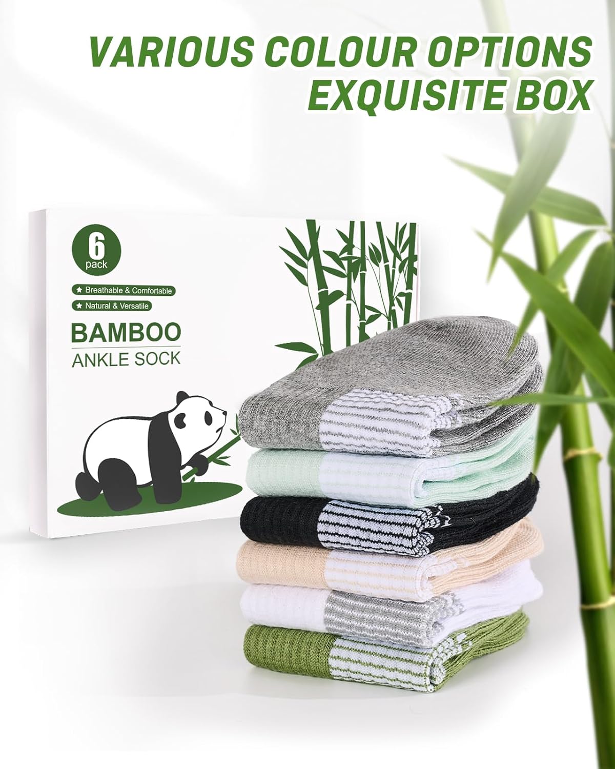 Thumbnail 6 de inaWarm Bamboo Trainer Socks Womens 6 Pairs – Breathable Ankle Running Socks