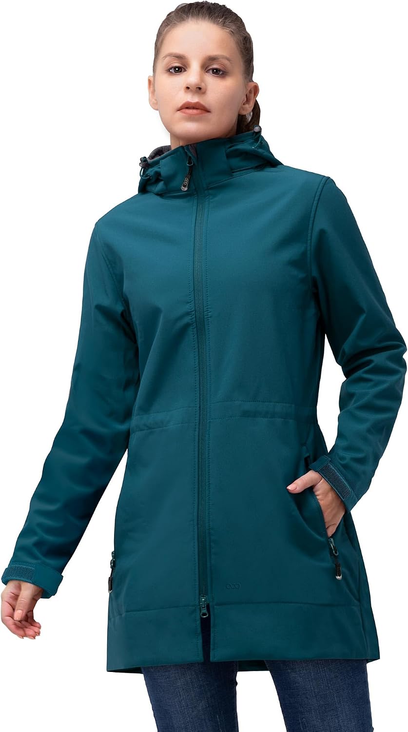 Thumbnail 6 de 33,000ft Softshelljacke Damen – lange wasserdichte & winddichte Übergangsjacke mit abnehmbarer Kapuze
