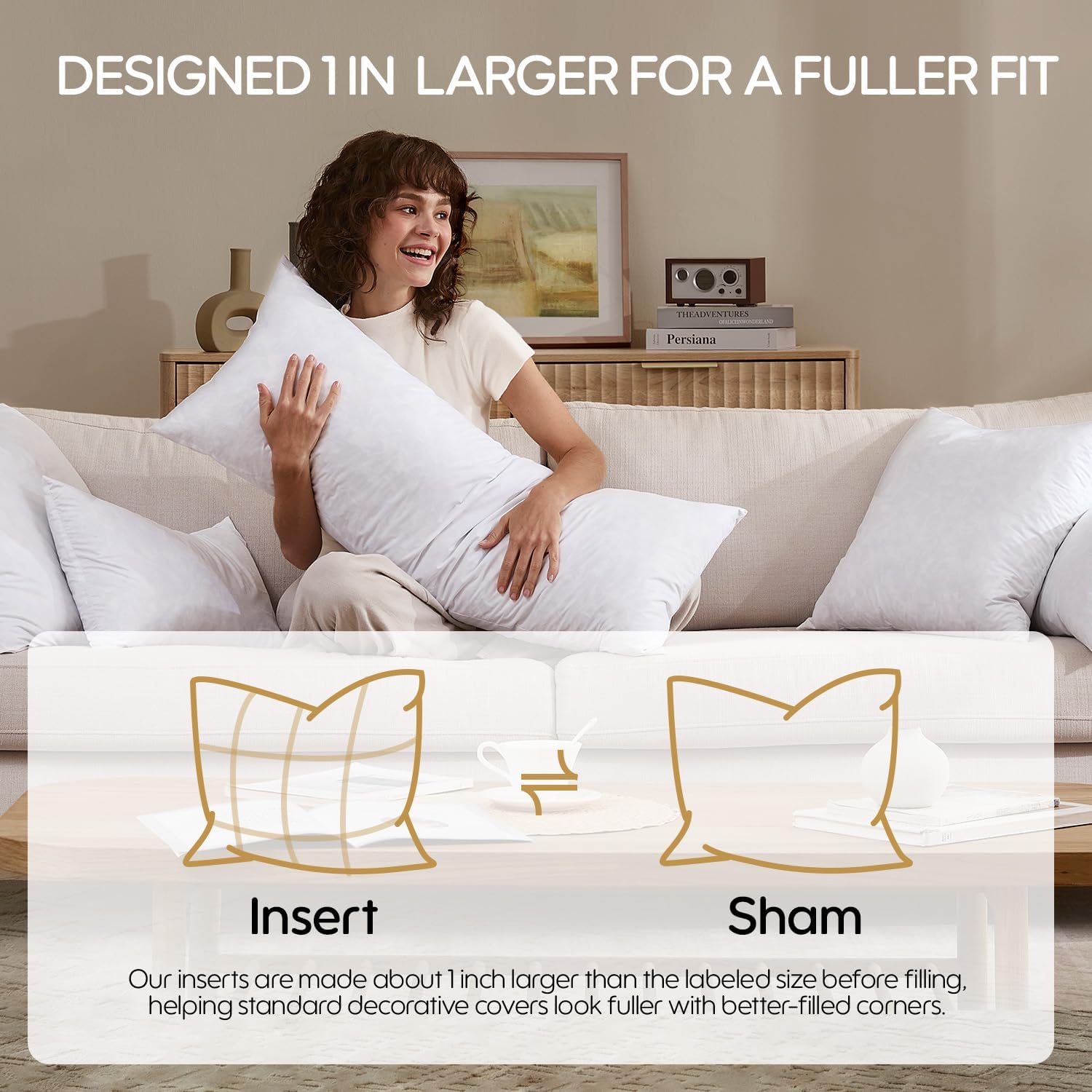 Detalle de Swandream 12x20 Feather Lumbar Pillow Insert, Feather-Microfiber Fill