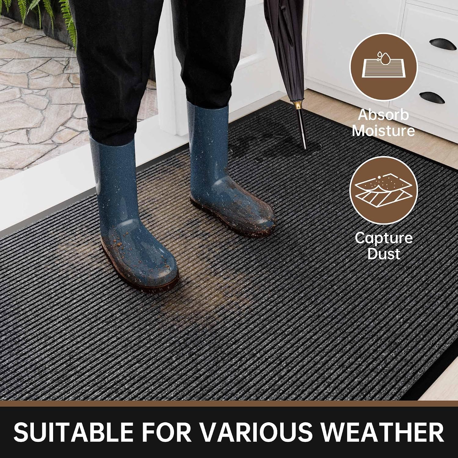 Detalle de Futurwit Front Door Mat, 72" x 36" Heavy Duty Indoor/Outdoor Welcome Mat