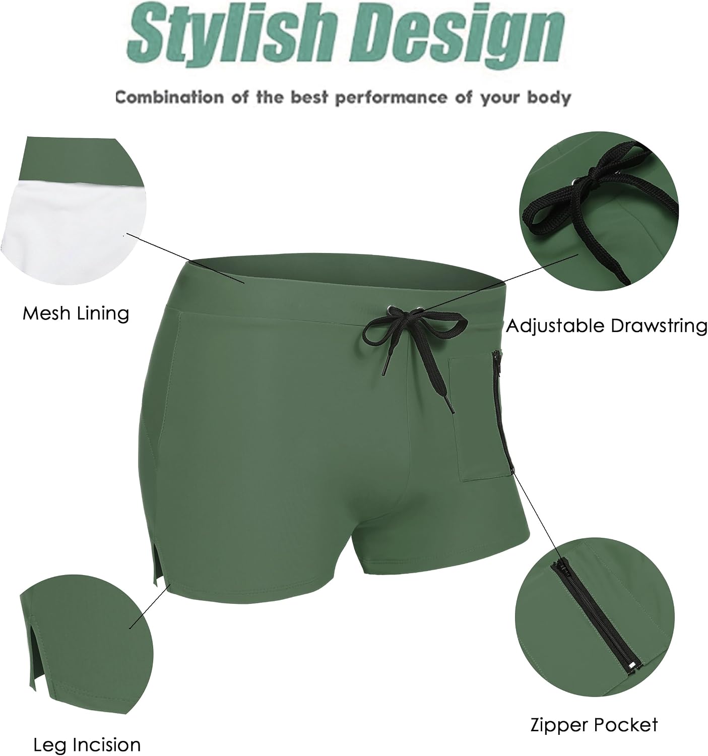 Detalle 2 de COOFANDY Mens Swim Trunks 80% Nylon