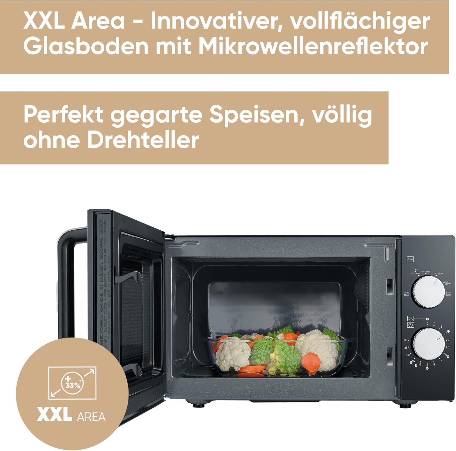 Detalle 2 de Severin Mikrowelle mit Glasboden MW 7761 – kompakt, flach, ideal für große Speisen