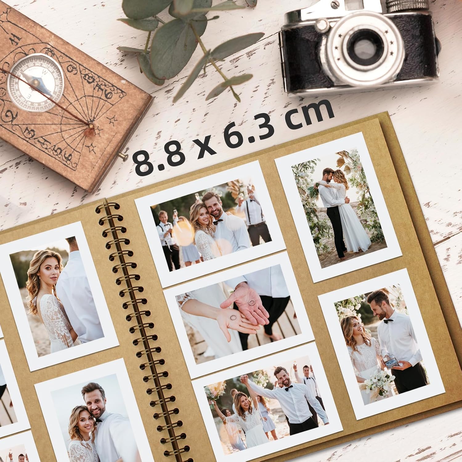 Detalle 2 de Fotoalbum zum Selbstgestalten (Scrapbook Fotobuch) 21 x 21 cm, 40 Seiten, schwarz – zum Einkleben