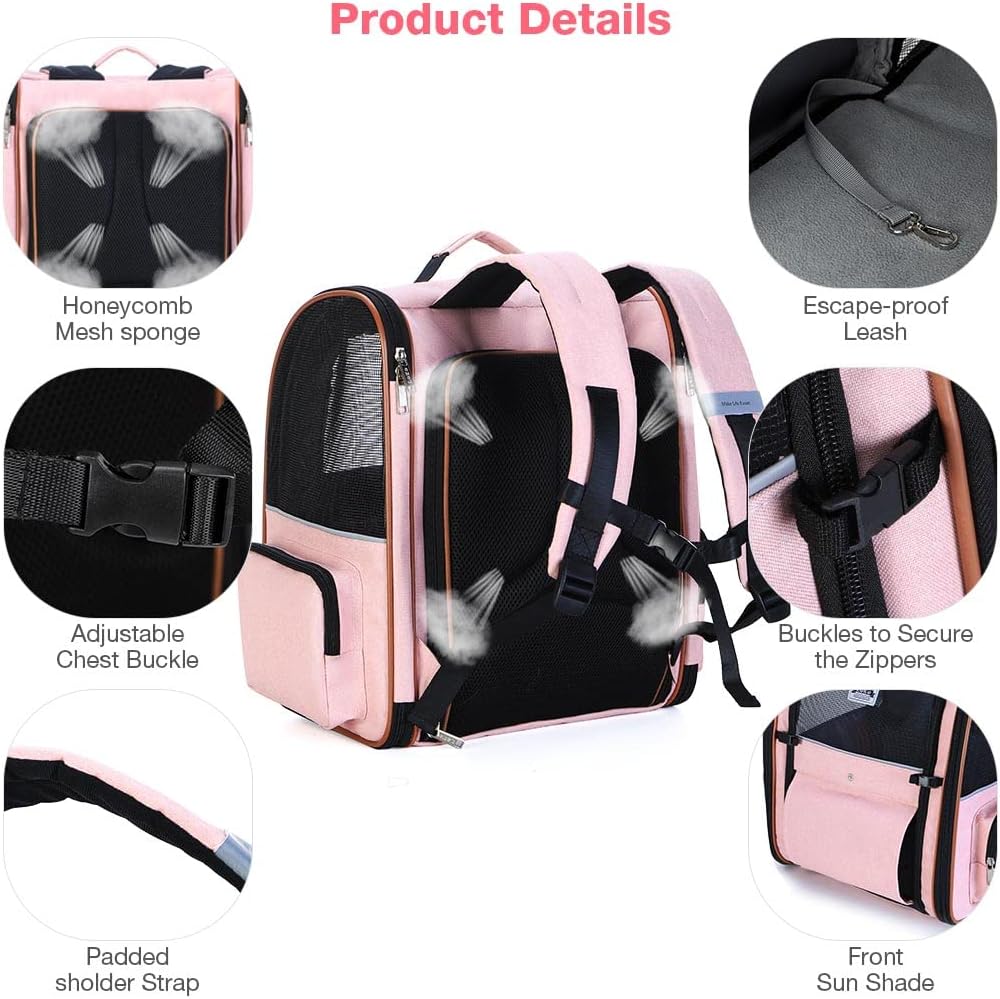 Detalle 2 de Lekespring Katzenrucksack erweiterbar 32×28,4×42 cm