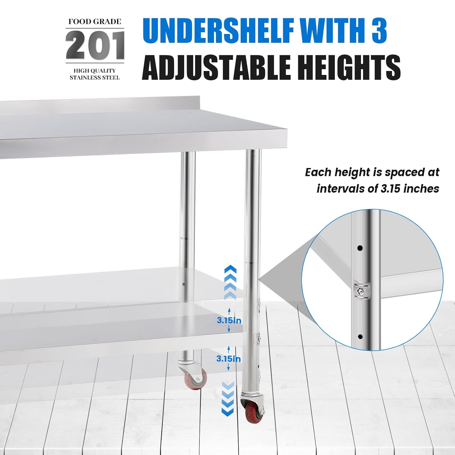 Thumbnail 6 de KUARBARR Stainless Steel Prep Table 24x36