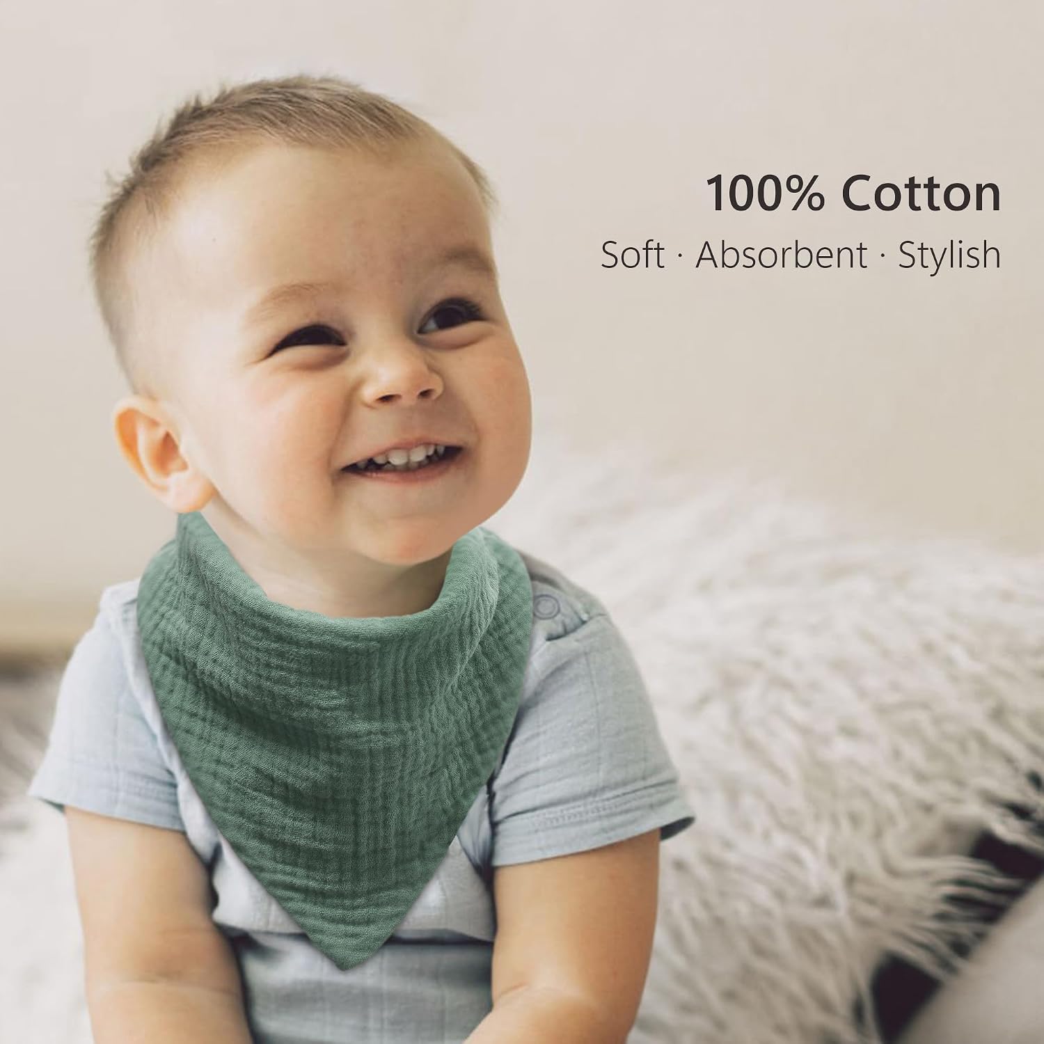 Detalle 2 de Bearmoss Muslin Baby Dribble Bibs 8 Pack