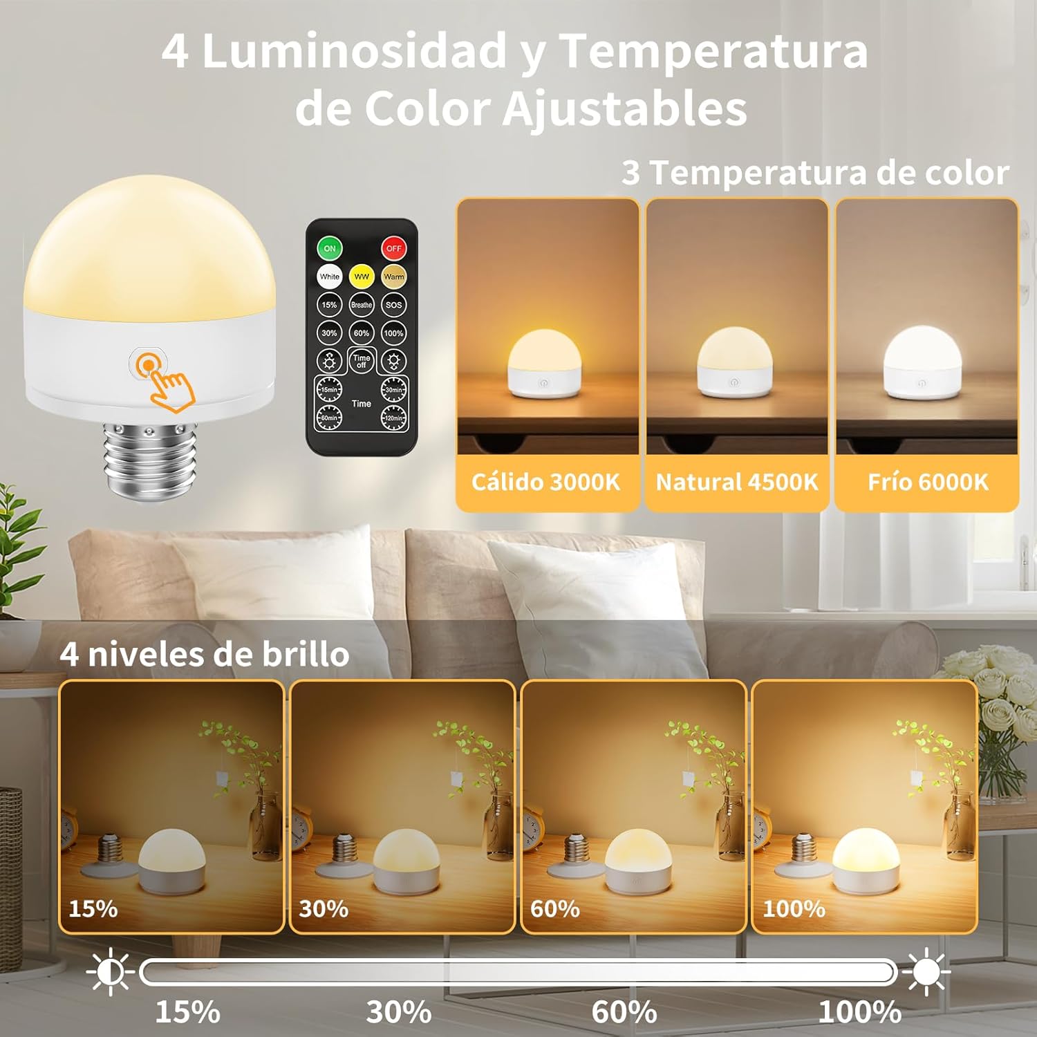 Thumbnail 2 de Suright Bombilla Recargable USB 2 Pack LED E27